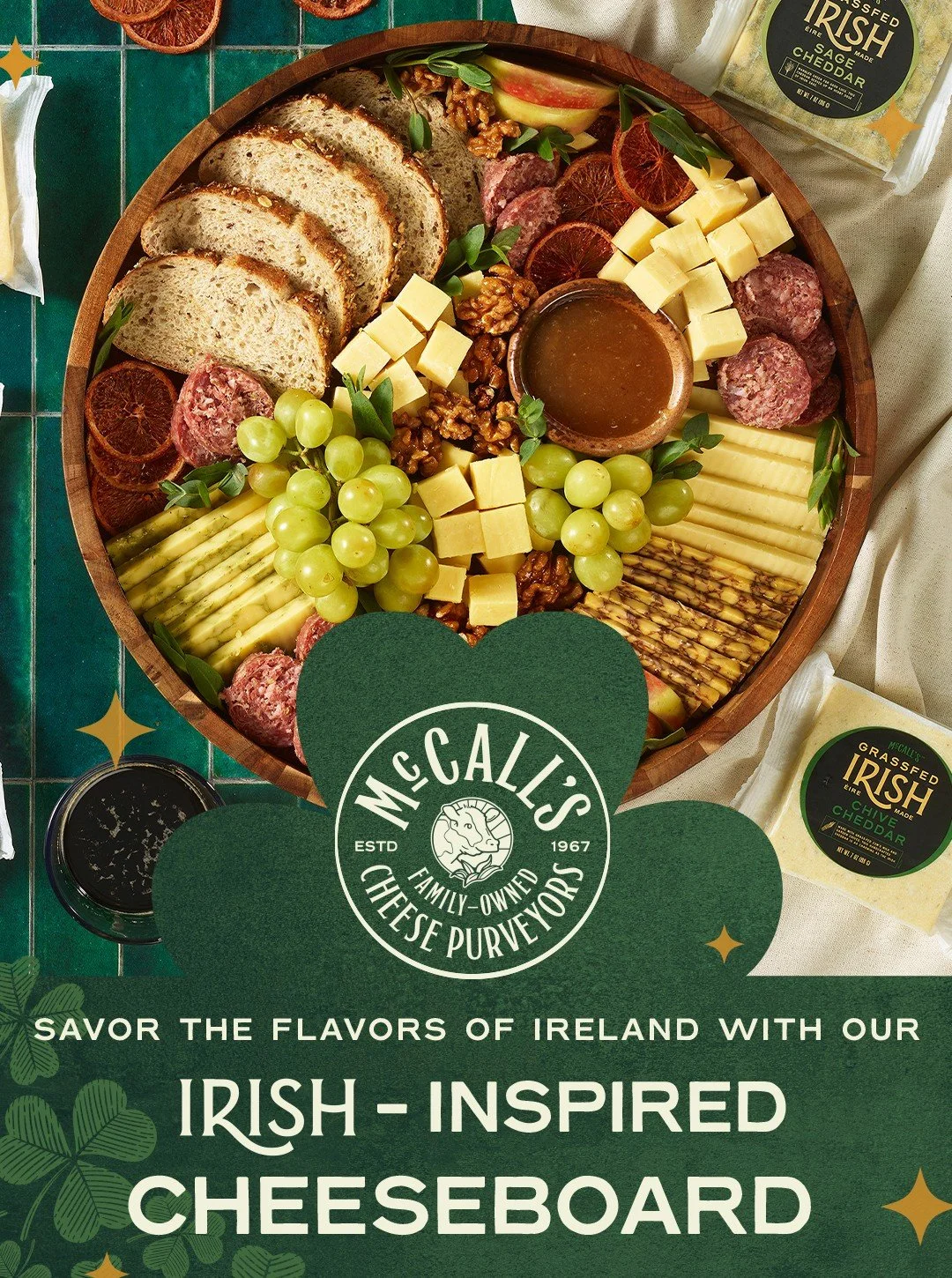 Heading to or hosting a St. Patrick&rsquo;s party? Bring this. 🍀

McCall&rsquo;s Irish Cheddar, fresh fruit, charcuterie, and all the extras that make it disappear fast.

Learn how to build it in our bio!