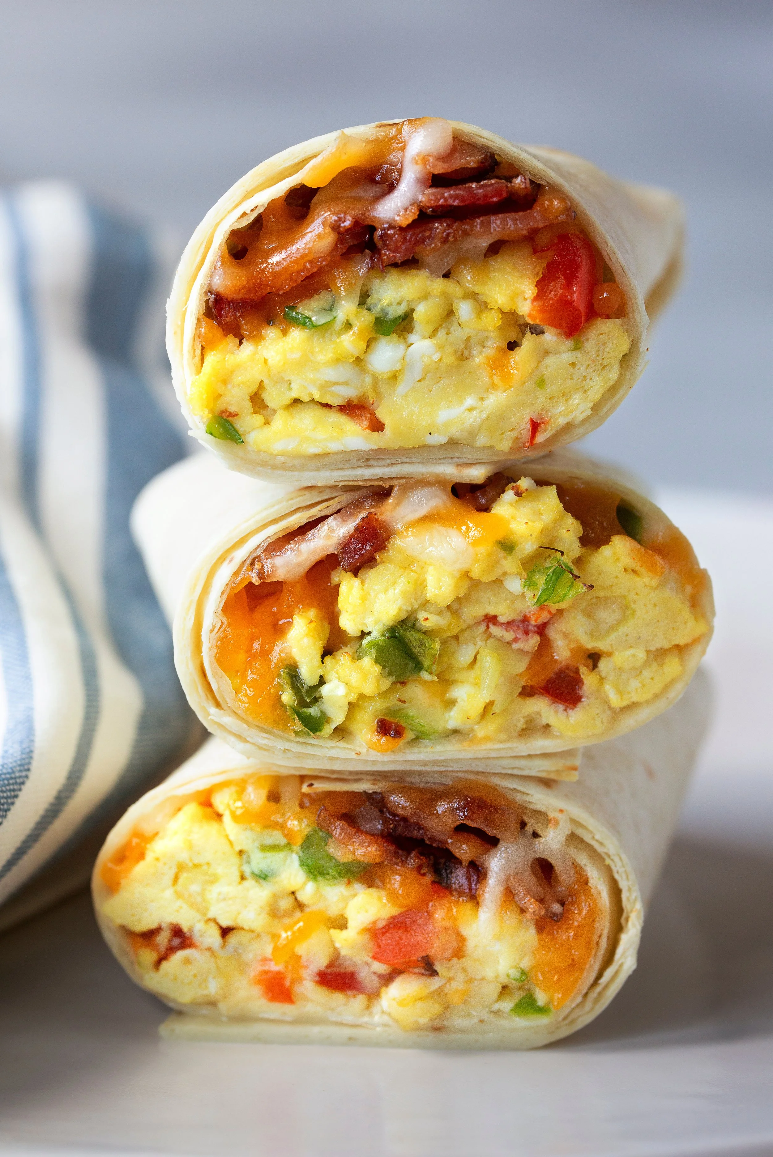 CHEDDAR STUFFED BREAKFAST BURRITOS