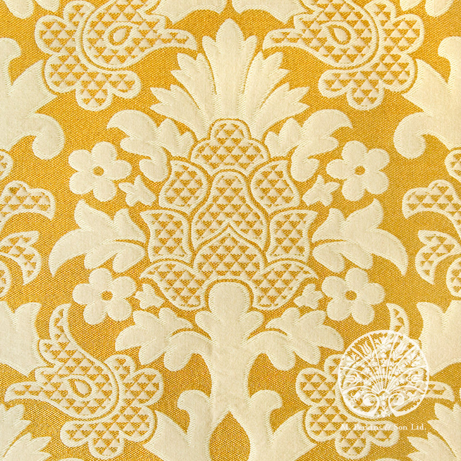 Metallic Gold Plain and Patterned Fabric - Ivory/Gold Ludlow