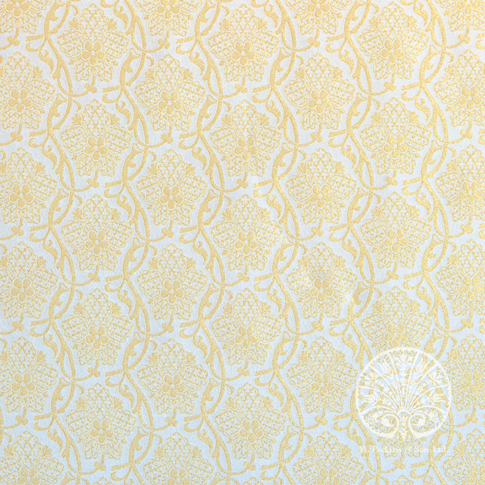 Metallic Gold Plain and Patterned Fabric - Ivory/Gold St.Hubert