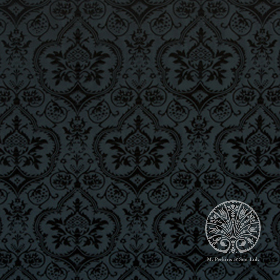 Large Black Evesham Silk Damask