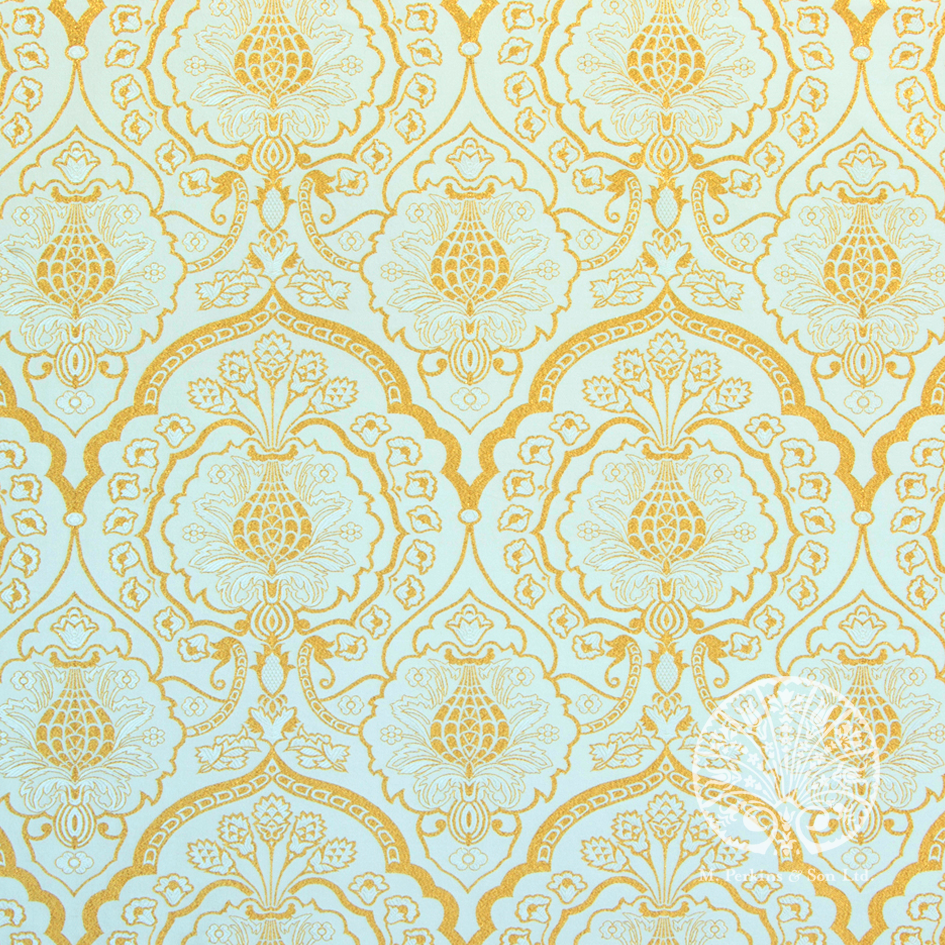 Metallic Gold Plain and Patterned Fabric - Ivory/Gold Wakefield