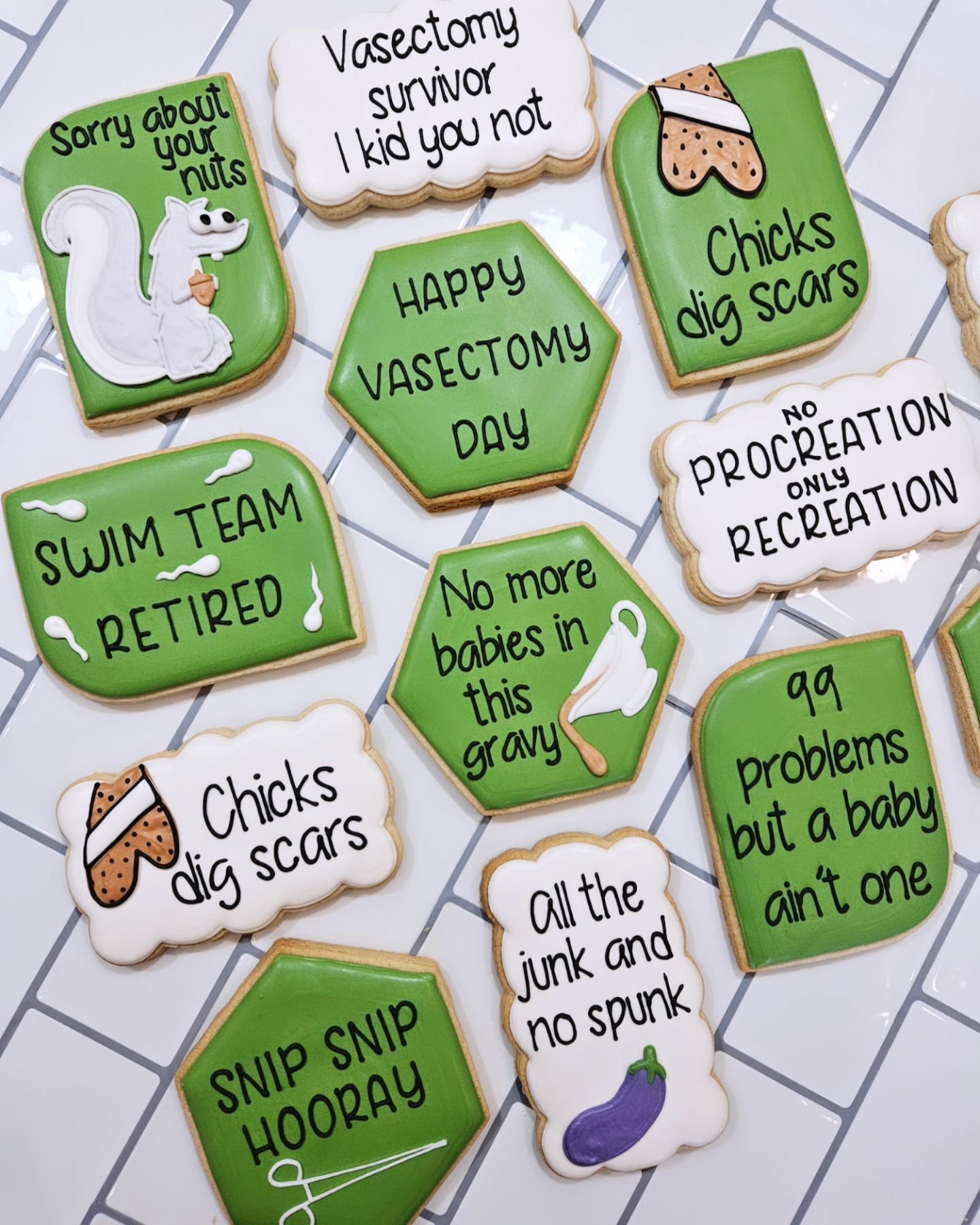 Your reminder that cookies make literally any occasion a bit of a party 😉🥳 
.
.
.
#vasectomy #vasectomycookies #snipsniphooray #sorryaboutyournuts #cookies #cookie #cookieart #cookiesofinstagram #cookiestagram #cookiedecorating #sugarcookiemarketin
