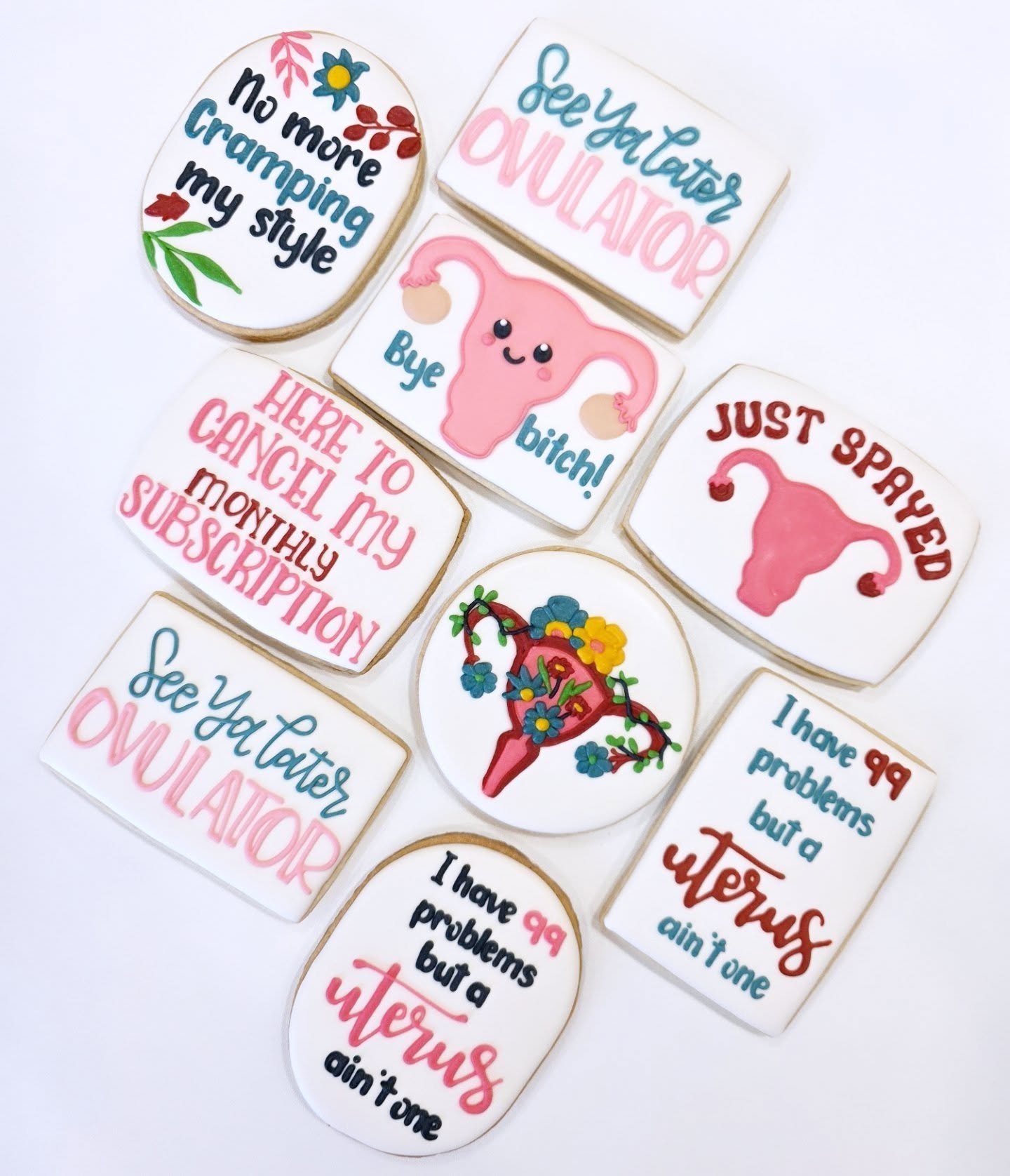 Having a uterus sucks, but luckily you can throw that B out! Here's to hysterectomies 🥳
.
.
.
#hysterectomy #hysterectomycookies #seeyoulaterovulator #cookies #cookie #cookieart #cookiesofinstagram #cookiestagram #cookiedecorating #sugarcookiemarket
