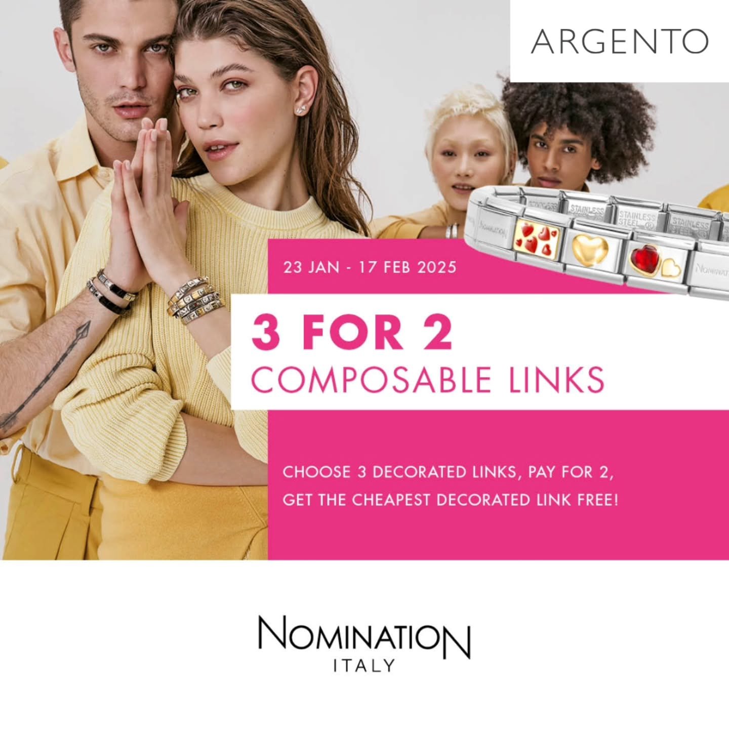 GET 3 FOR 2 on Nomination Composable Charms at Argento NOW‼️

T&amp;Cs apply. Offer ends 17th February.

#argentojewellery #nomination #nominationitaly