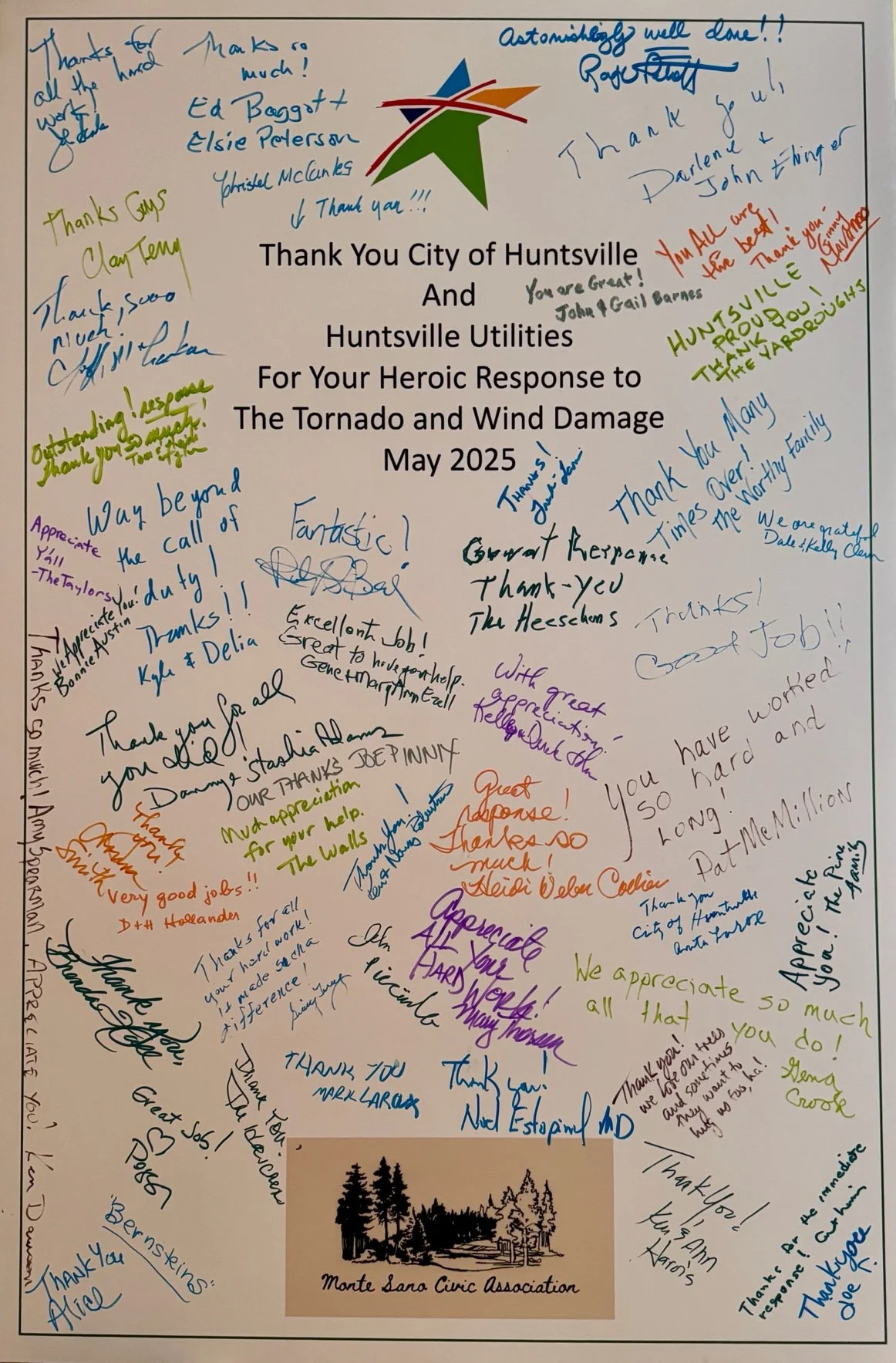 “Thank You” to the City of Huntsville