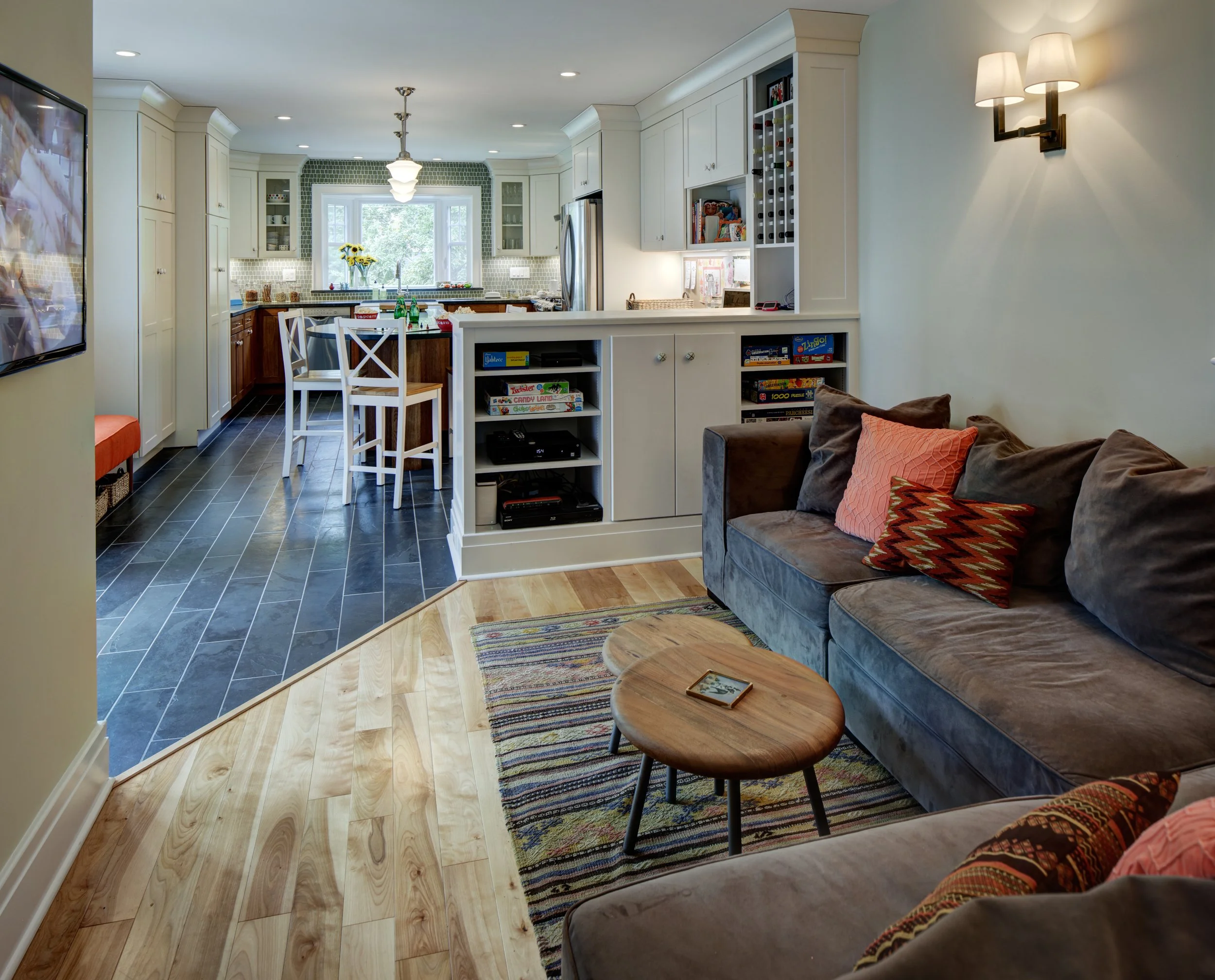 Kitchen & family room, Montclair — Tracey Stephens Interior Design