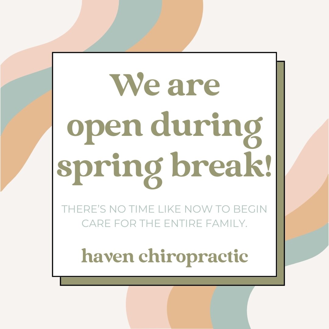 Give your symptoms a break, while spring breaking with us! We are open our normal hours next week to accommodate you and your sweet family's needs! M+W 2-6 and T+TH 9-1