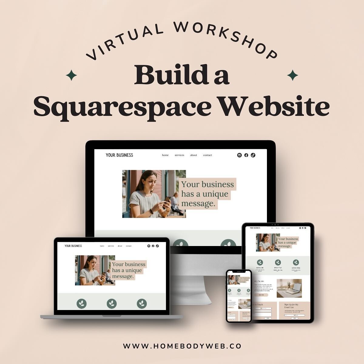 New Worksop Time! Build your custom Squarespace Website. Join me and a group of other business owners for four Zoom sessions where you&rsquo;ll define your brand, master Squarespace, and launch your website with ease. 💫 Plus, with a detailed workboo