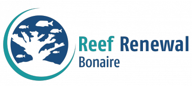 Logo for Reef Renewal Bonaire featuring a blue circle with coral and fish silhouettes and text.