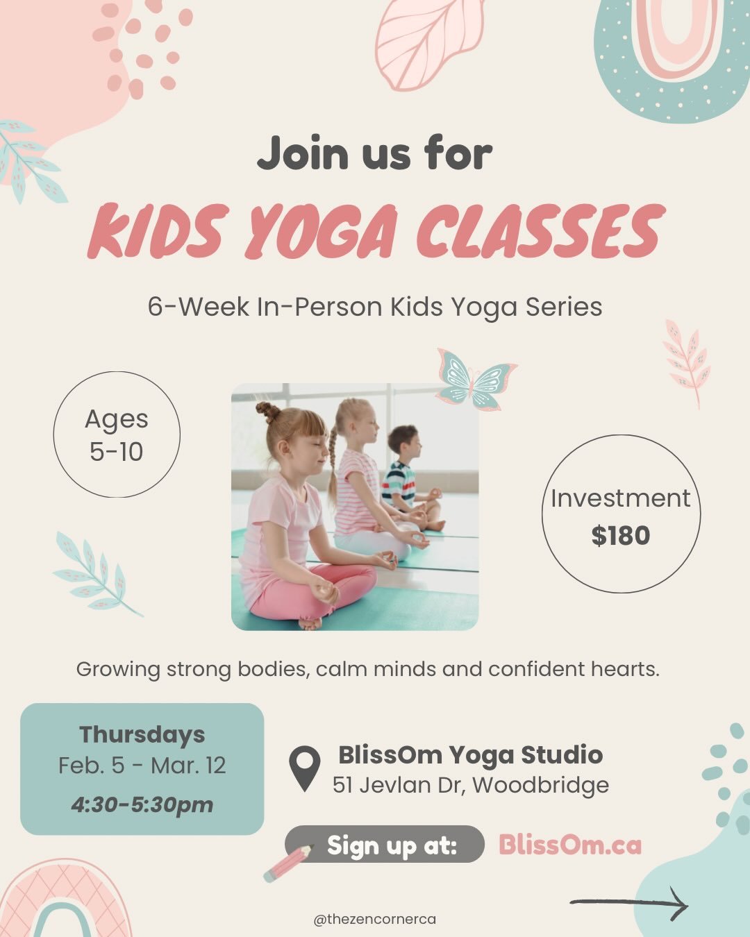 ✨6-Week Kids Yoga Series✨

Let your child experience something new this year! Helping them grow strong bodies, calm minds &amp; confident hearts 💗

I&rsquo;m excited to be teaching a 6-week series of kids yoga classes @BlissOm yoga studio starting F