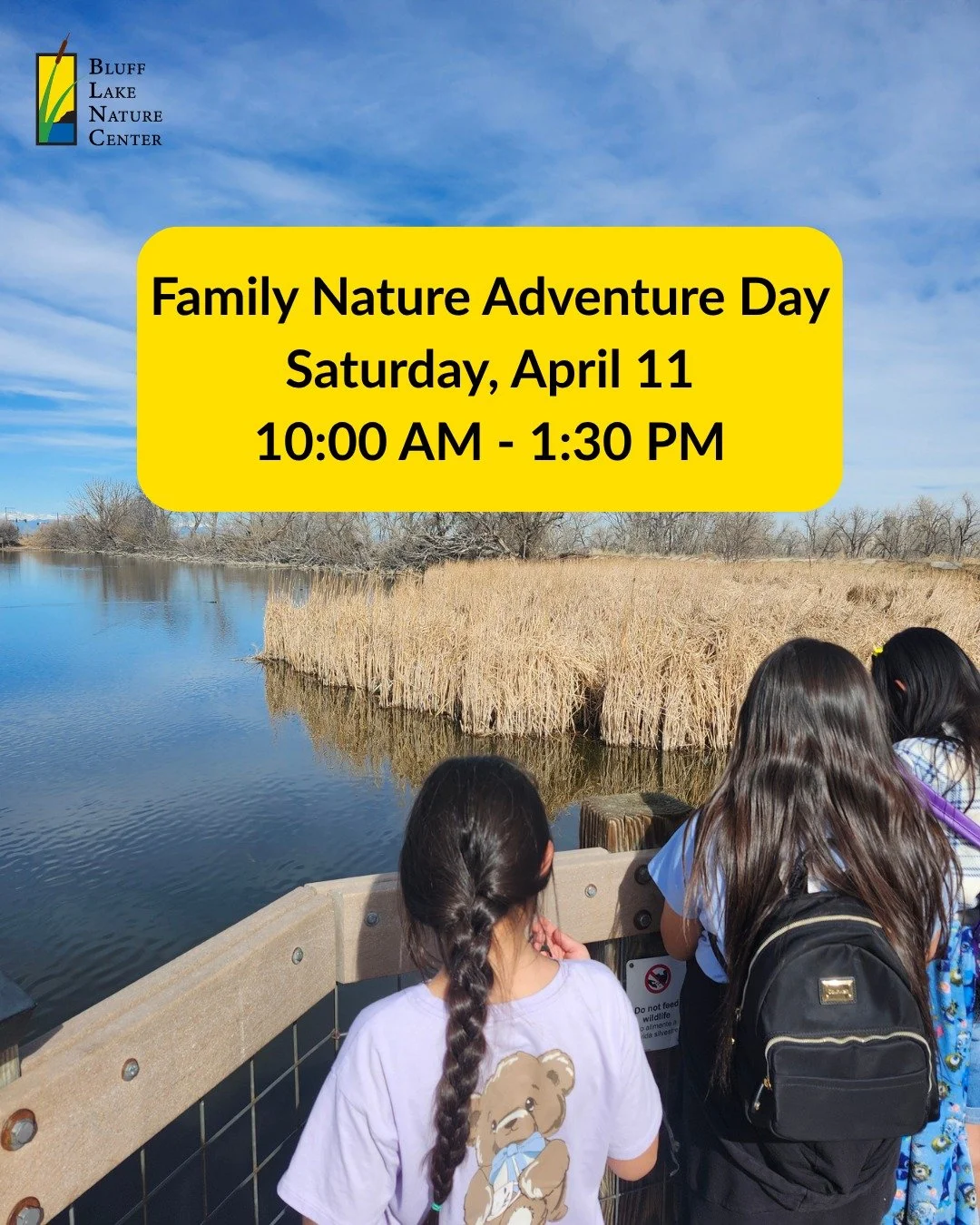 Join us this weekend, Saturday April 11, for Bluff Lake's Family Nature Adventure Day! We will be joined by our partner, Sand Creek Regional Greenway (SCRGP) for a day full of family friendly crafts, nature activities and program information!  This F