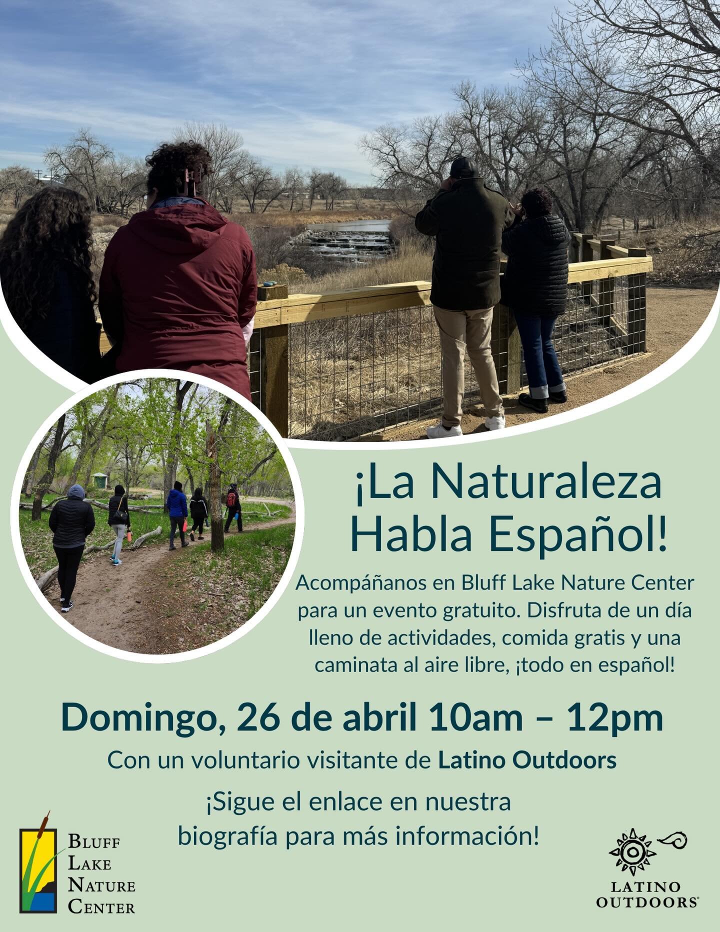 Durante este programa en colaboracion con Latino Outdoors, podr&aacute;s disfrutar y explorar la naturaleza de Colorado con tu familia, todo en Espa&ntilde;ol. Este es un evento GRATUITO, pero requiere confirmar su asistencia. 🌱☀️✨