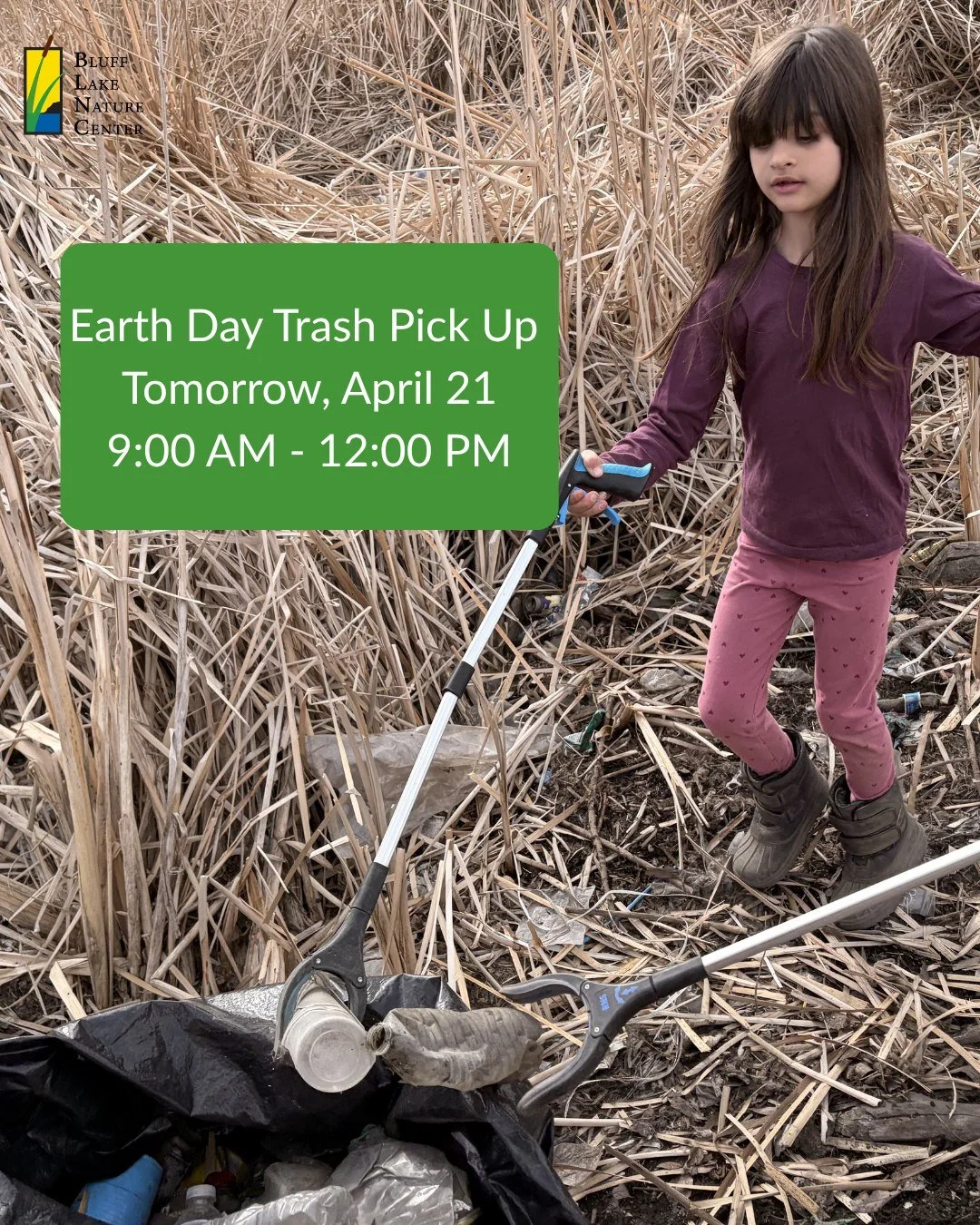 Happy Earth Day! Join us tomorrow, April 21, for an Earth Day trash pick up! 🌎💙 Trash frequently makes its way to the site from upstream in the creek and through the storm drains that empty at Bluff Lake. Help us to keep Bluff Lake a healthy enviro
