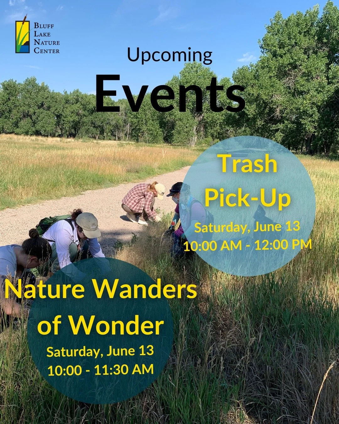 Join us this weekend for two, upcoming events at Bluff Lake Nature Center! ✨🌻 Both events are free, but require RSVP. For more information, follow the link in our bio to our website! See you there!☀️🫶

&iexcl;Acompa&ntilde;anos este fin de semana p