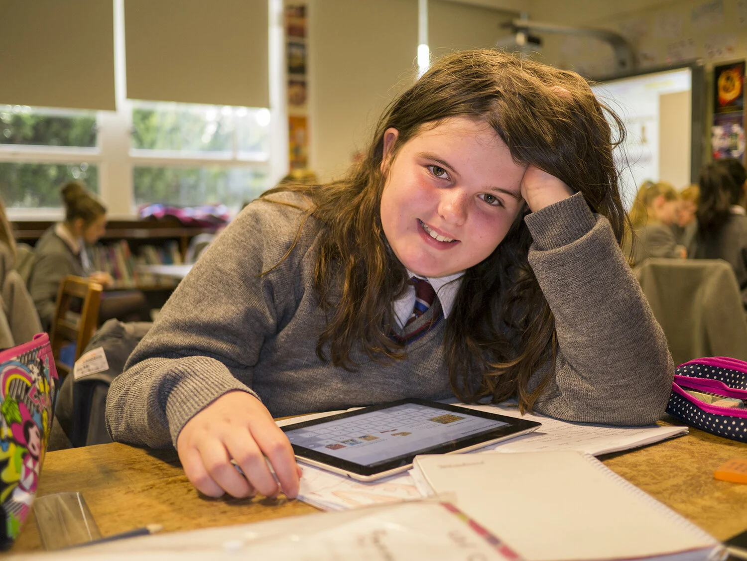 Year 8 & 9 pupils reading and quizzing