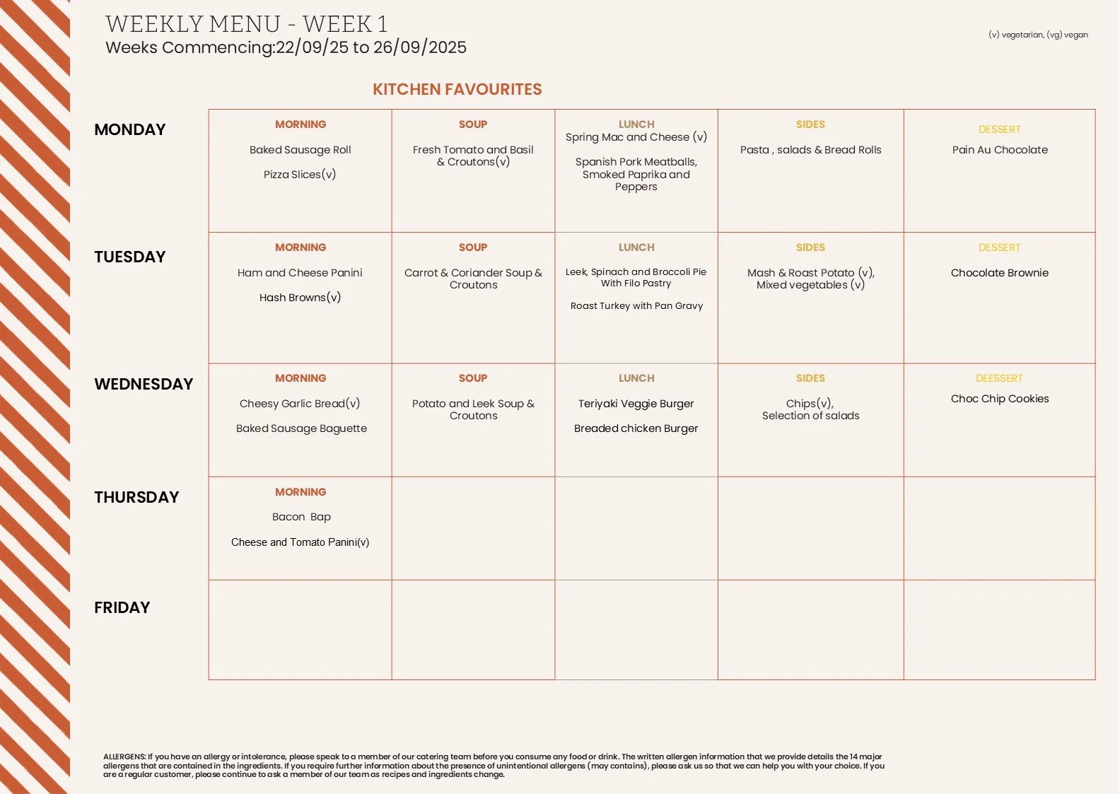 Weekly Menu — Victoria College Belfast