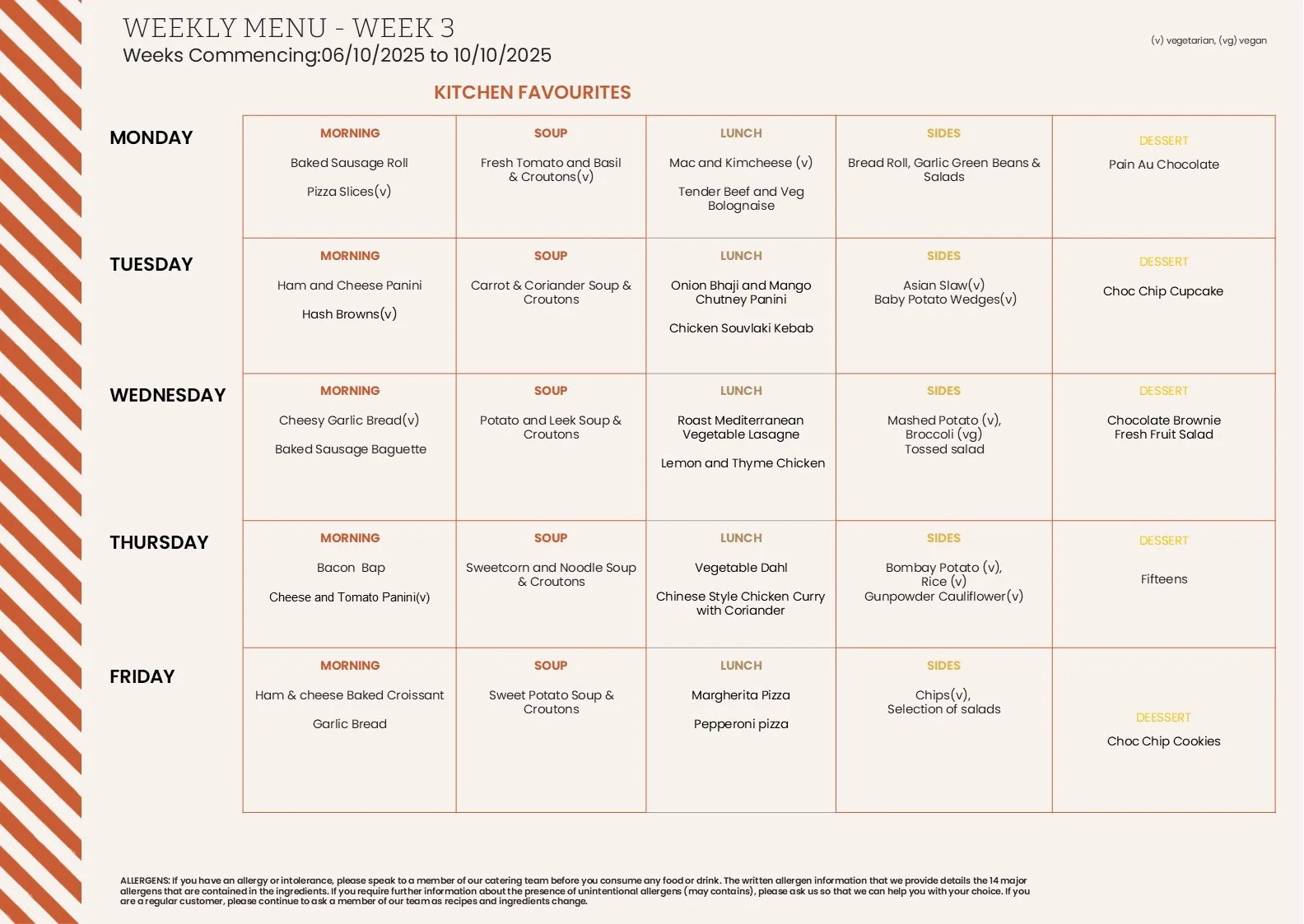 Weekly Menu — Victoria College Belfast