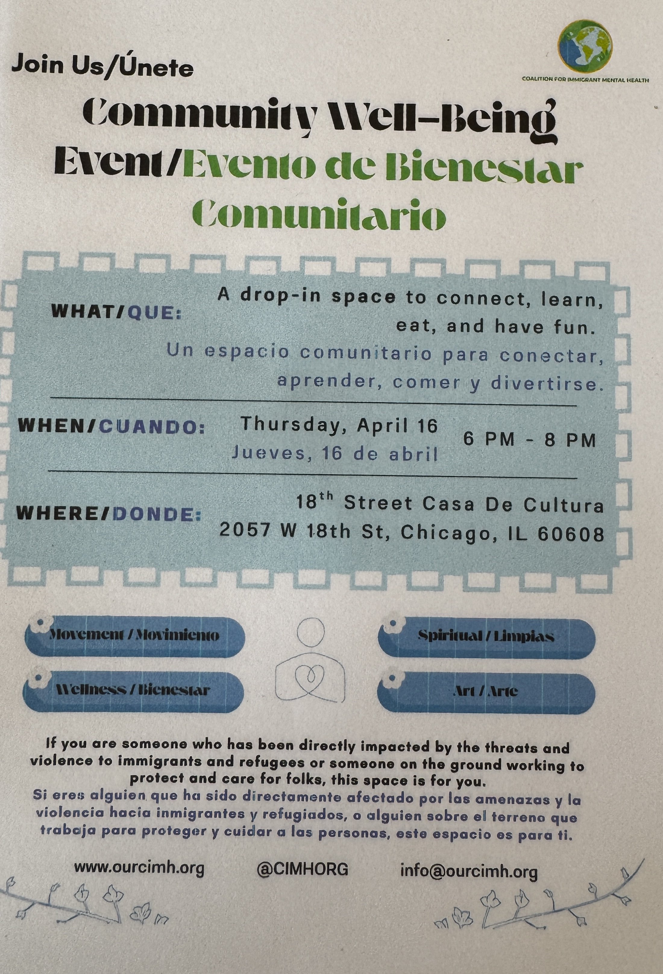 Community Well-Being Event/Evento De Bienestar Comunitario