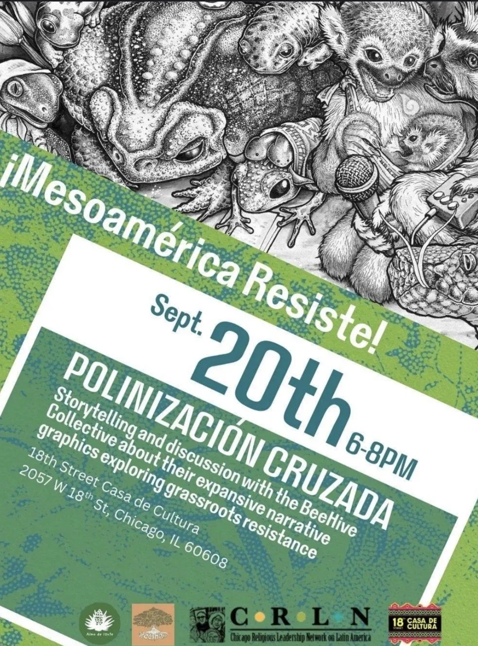 Polinizacion Cruzada - Storytelling and Discussion for BeeHive Collective about their expansive narrative graphic exploring grassroots resistance