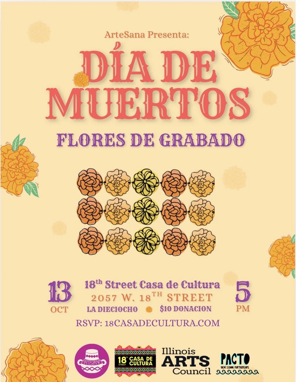 ArteSana: Dia De Muertos | Flores De Grabado