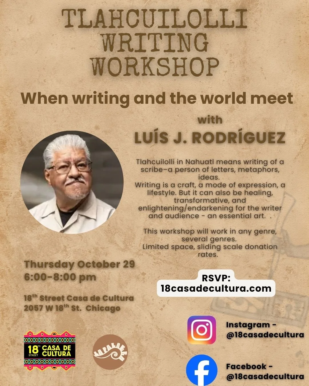 Tlahcuilolli writing workshop with Luis J Rodriguez