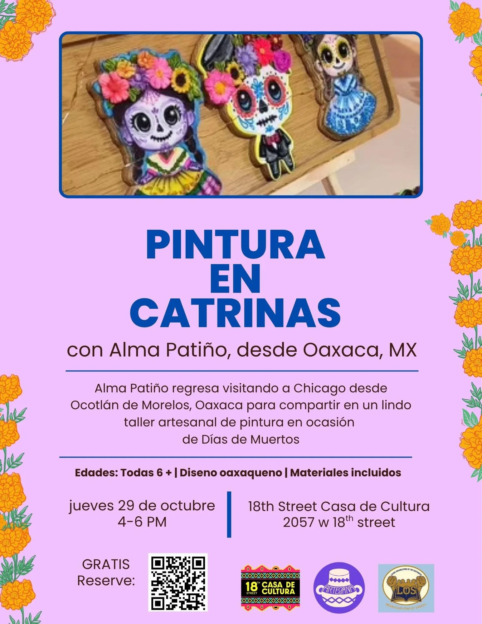 Pintura En Catrinas con Alma Patino, desde Oaxaca,MX