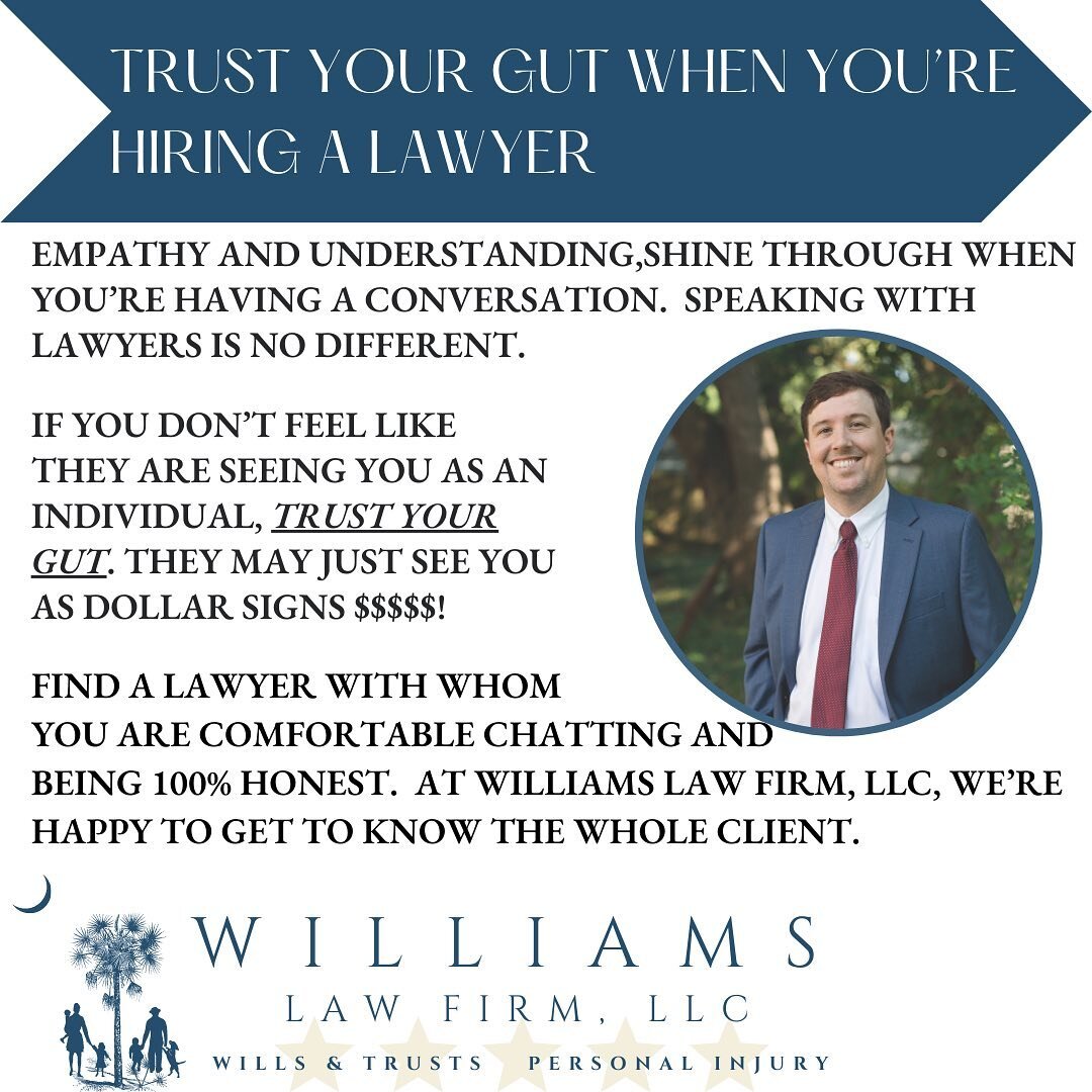 Focusing on both Personal Injury and Estate Planning allows us at Williams Law Firm, LLC to get to know our clients as people, not just numbers. We focus on, in our experience, the two most common legal needs for everyday South Carolinians, and we&rs