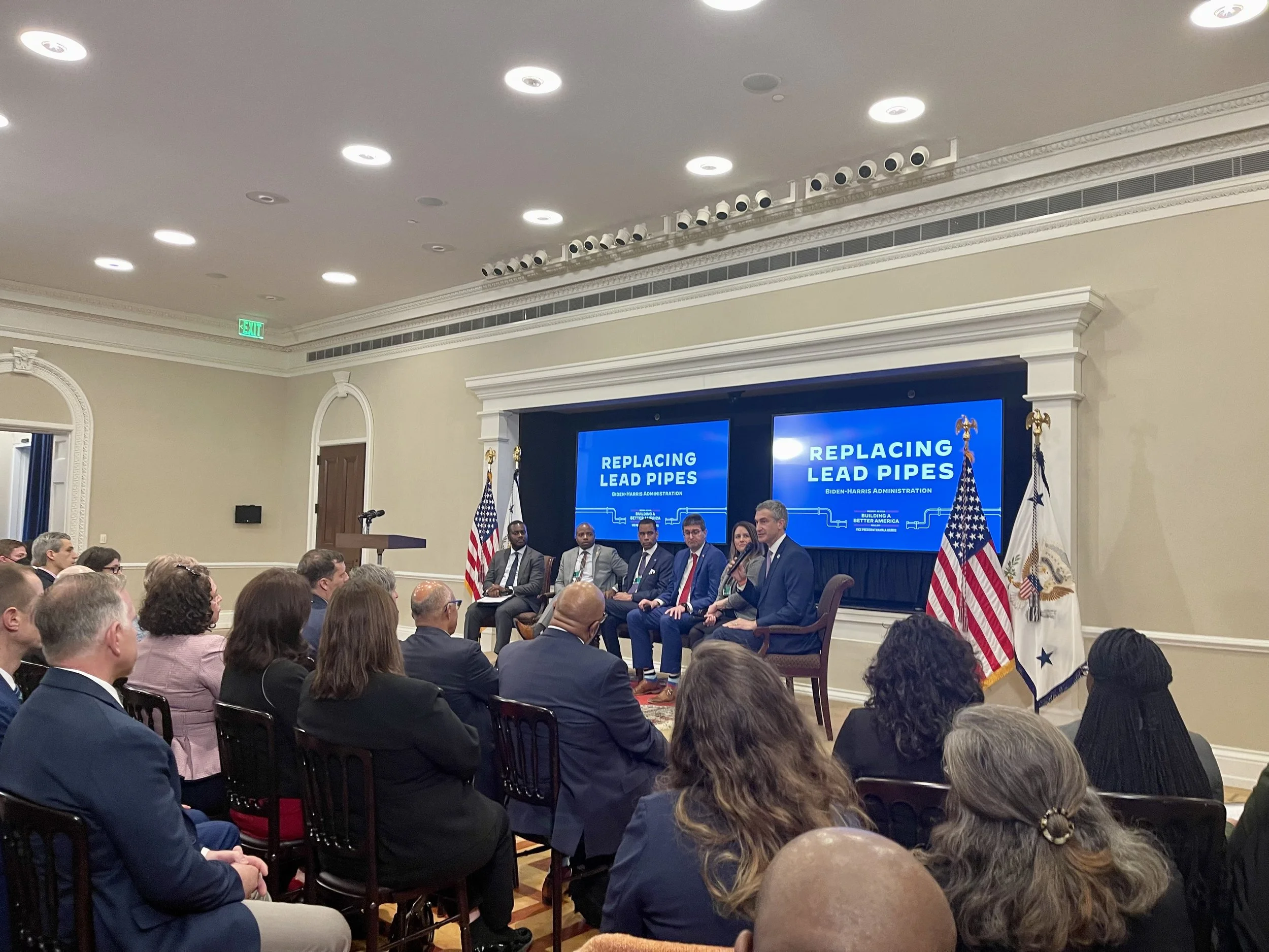 Mayor Taylor speaking on a panel about the replacement of lead pipes.