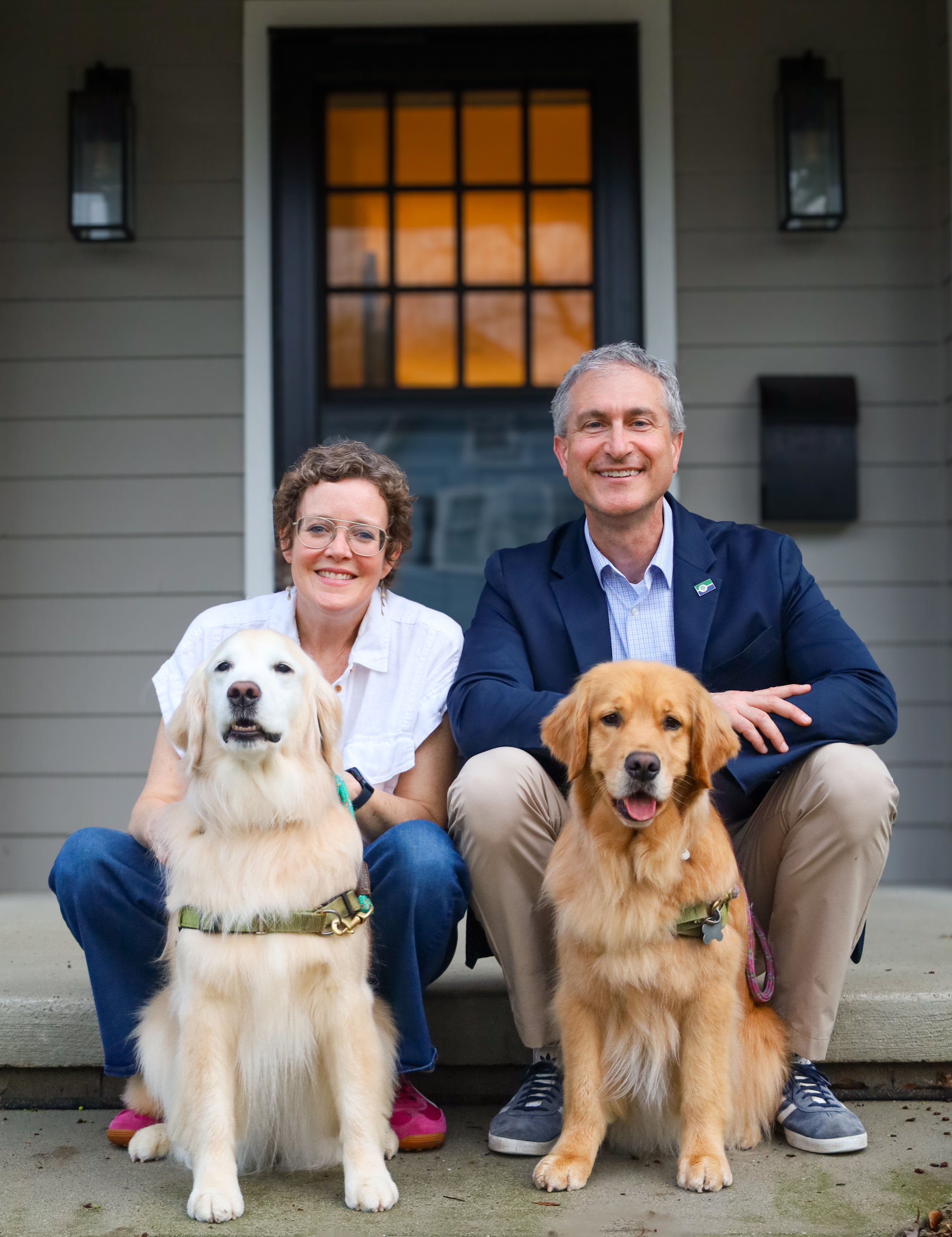 Mayor Taylor with his wife, Eva, and two dogs, Birdie and Bess.