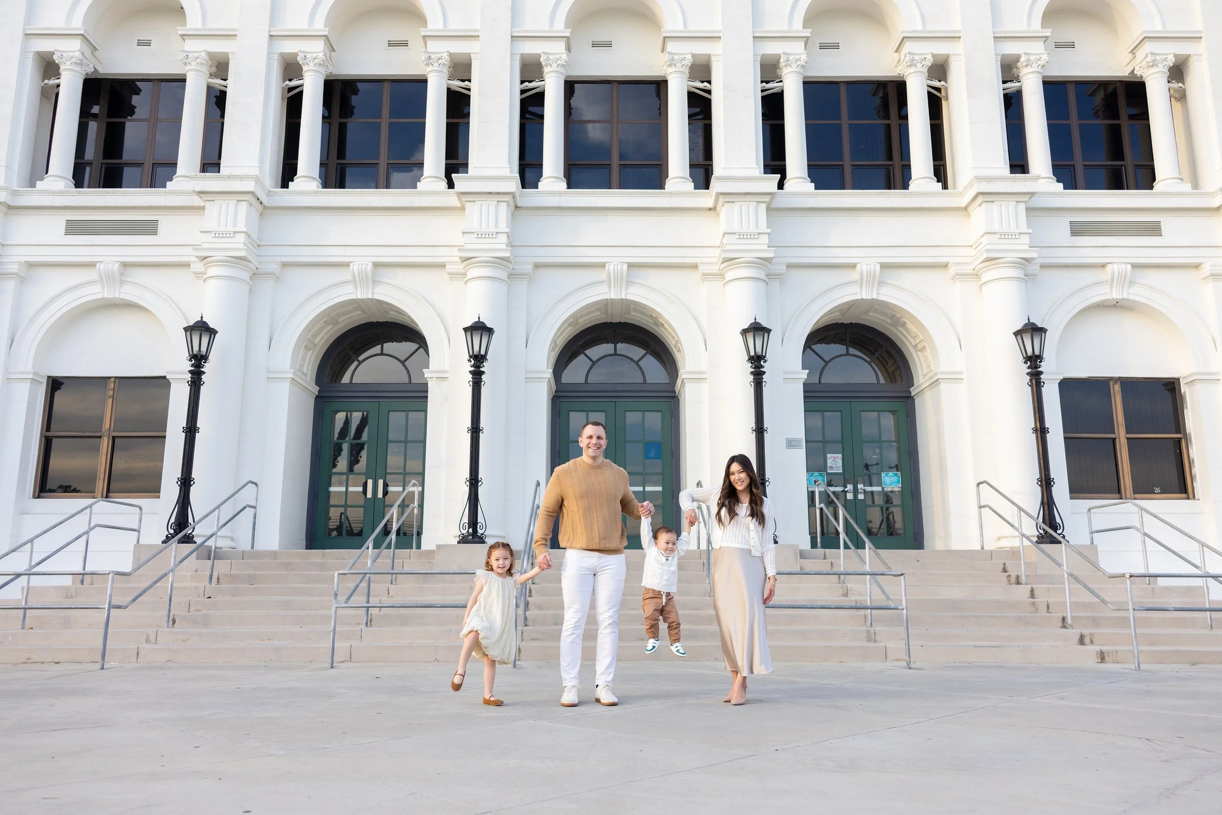 A Family Posing in front of Monrovia High School