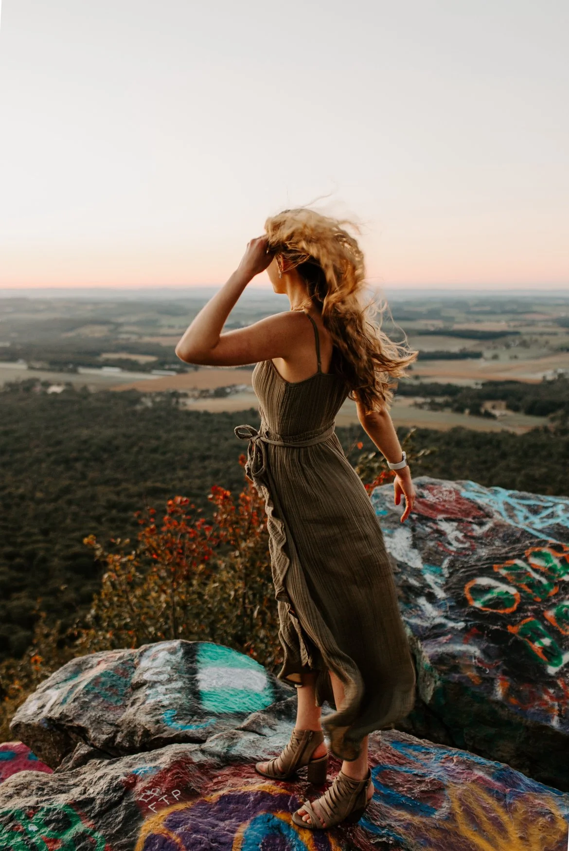 Author watching the sunrise at Bake Oven Knob on the pinnacle