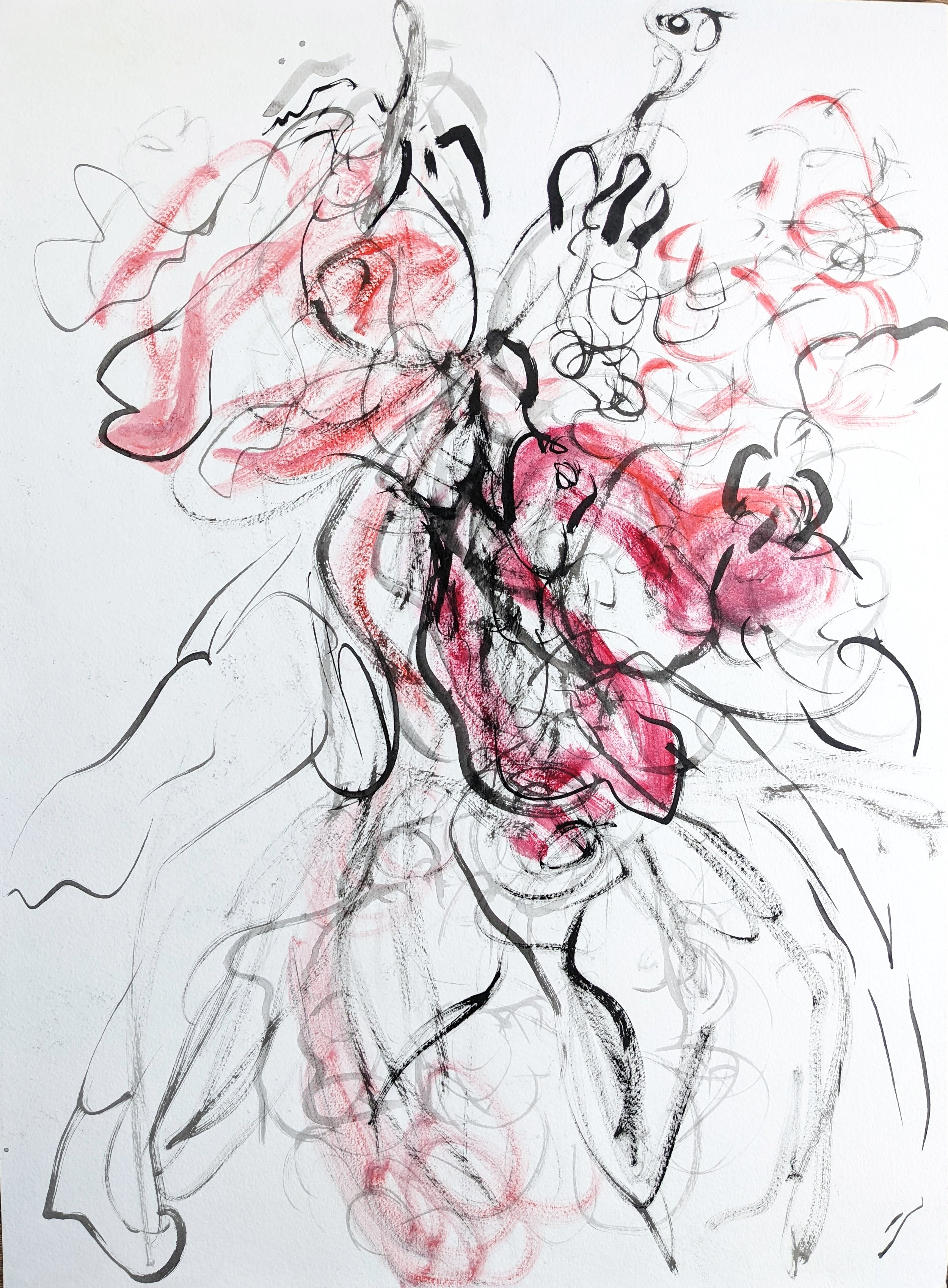 Feeling Pink Mixed Media on Paper, 22x30"