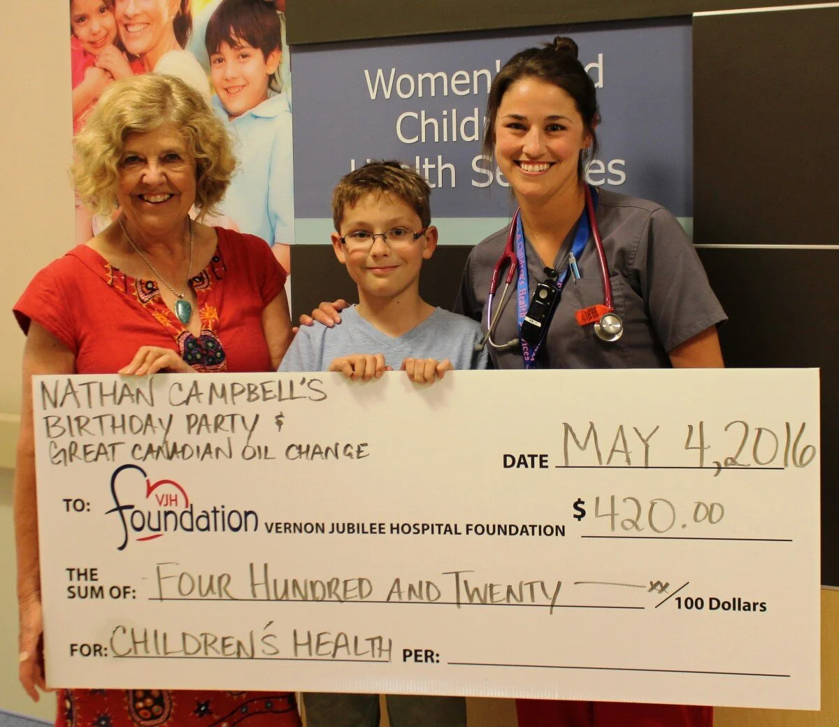 Nathan Campbell Donates Birthday Fund to Kids at VJH