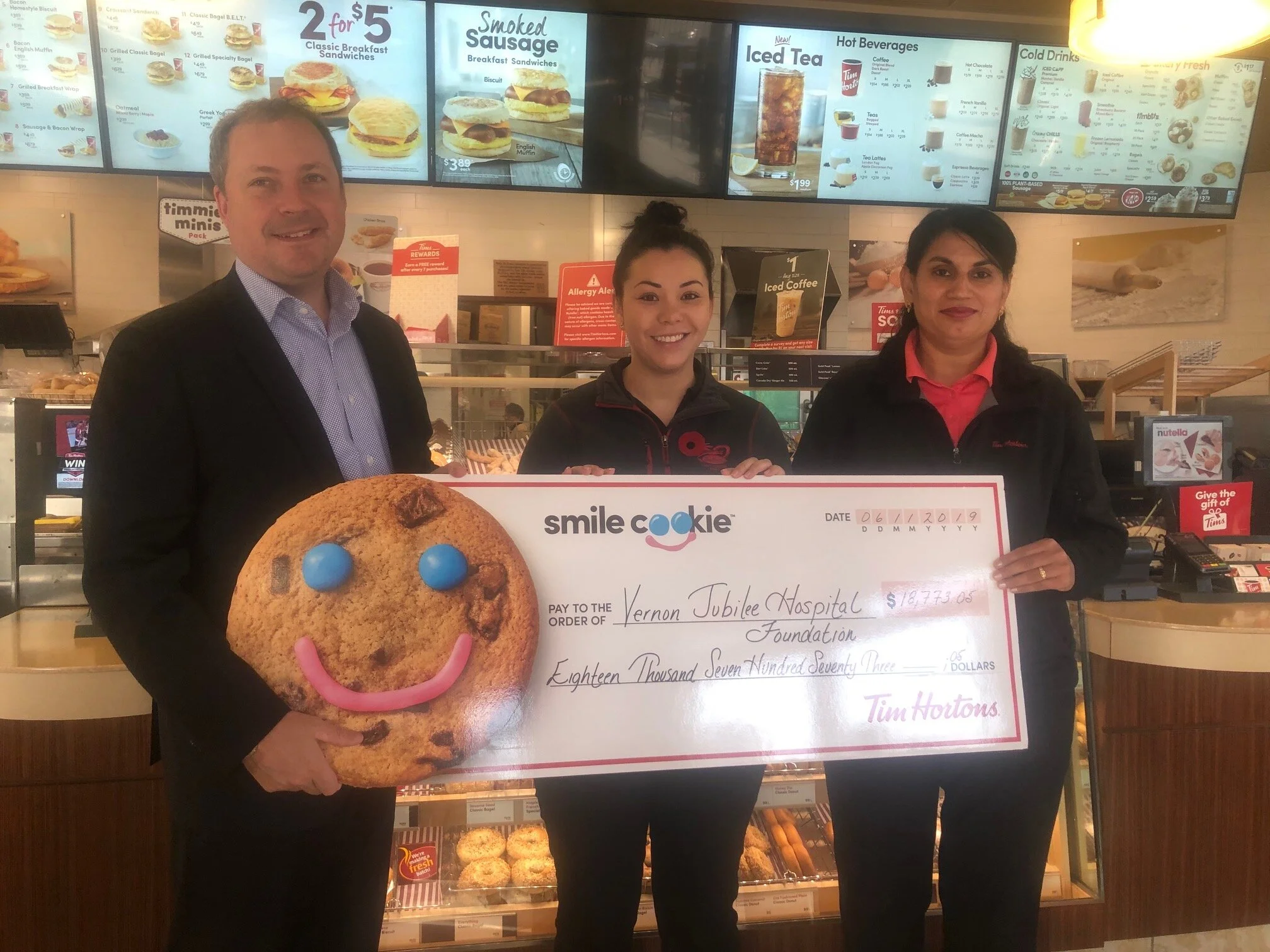 Smile Cookie campaign raises more than $18,000 for Vernon Jubilee Hospital