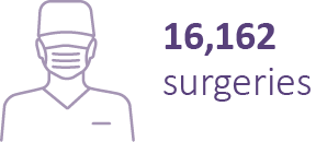 Hospital impact statistic: 16,162 surgeries performed.