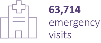 Emergency healthcare statistic: 63,714 emergency room visits.
