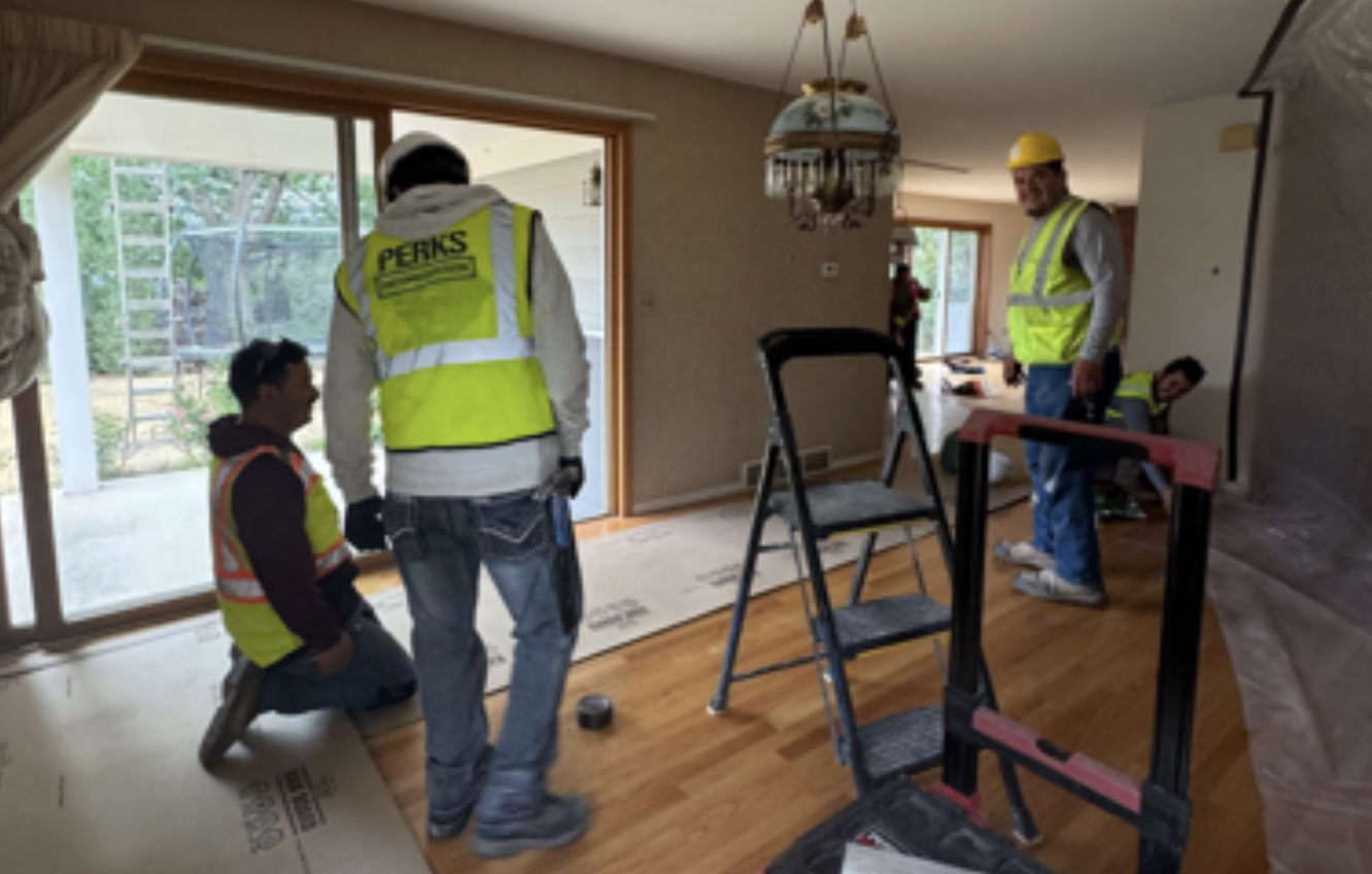 Perks Deconstruction crew setting up site protection on a residential project in Denver, Colorado