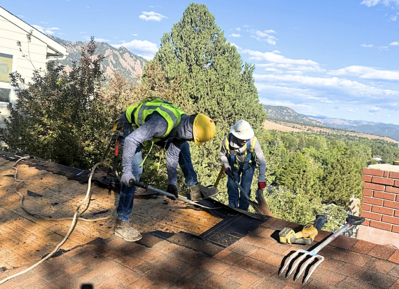 The Perks Deconstruction team working on a house deconstruction project in Boulder, Colorado