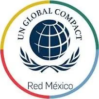 Logotipo del programa Red México de la iniciativa UN Global Compact con un globo terráqueo azul y ramas de laurel