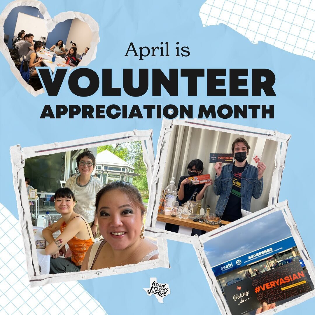 April is Volunteer Appreciation Month! 🌟 

We are so grateful for all our volunteers that help us connect AAPI Texans to Civic Action. Swipe to hear more from our volunteers who&rsquo;ve shared why they love volunteering with ATJ!

Join us in making