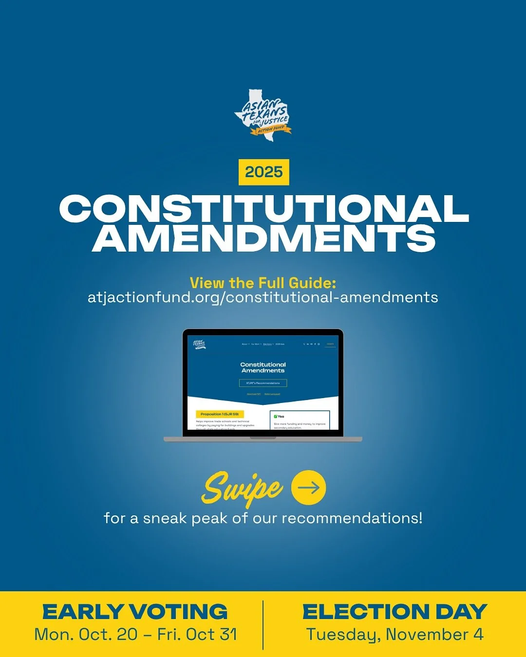 Starting on Monday, October 20, Texans will have the opportunity to vote on 17 new constitutional amendments that could shape our state’s future — from how we fund schools to how our communities grow.
We’re here to make it simple.