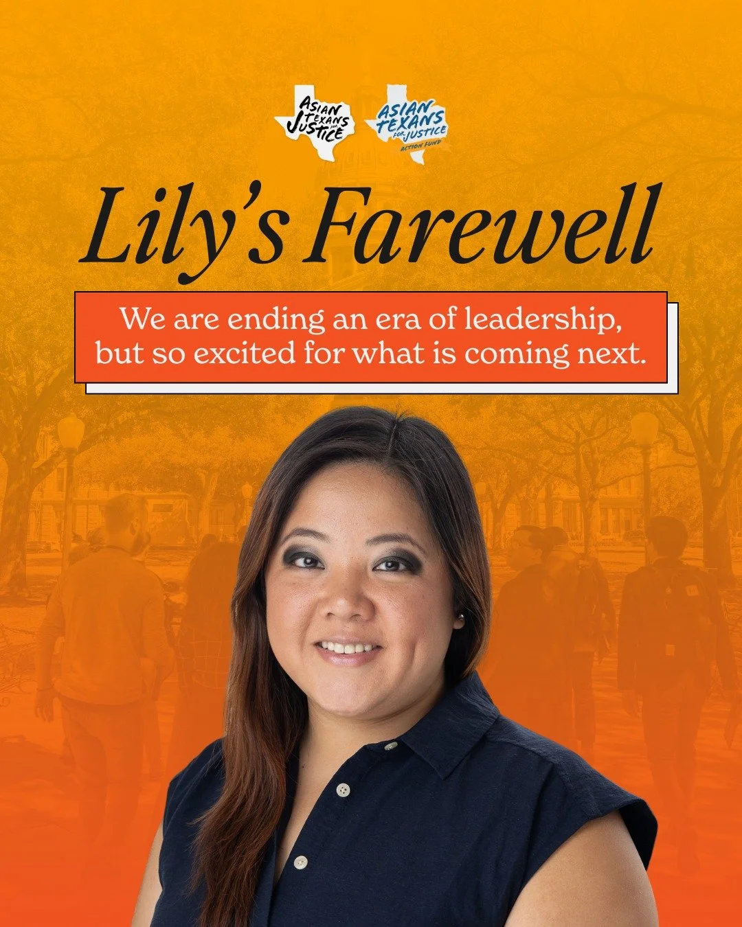 The fight is not over.

As ATJ enters its next chapter, we honor Lily Trieu&rsquo;s leadership and the movement she helped build. From its founding, Asian Texans for Justice has stood for dignity, power, and belonging for Asian Texans across Texas. L
