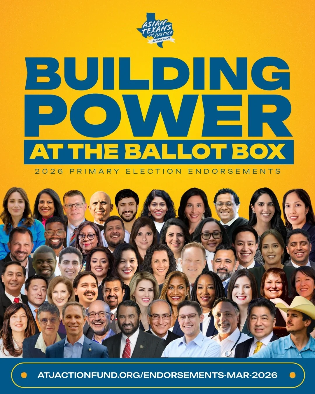 Asian Texan Approved: ATJAF&rsquo;s 2026 Primary Election Endorsements are here! ✨

We&rsquo;re so proud to endorse leaders who reflect our values and truly understand the power of our communities &mdash; showing up, speaking out, and fighting to mak
