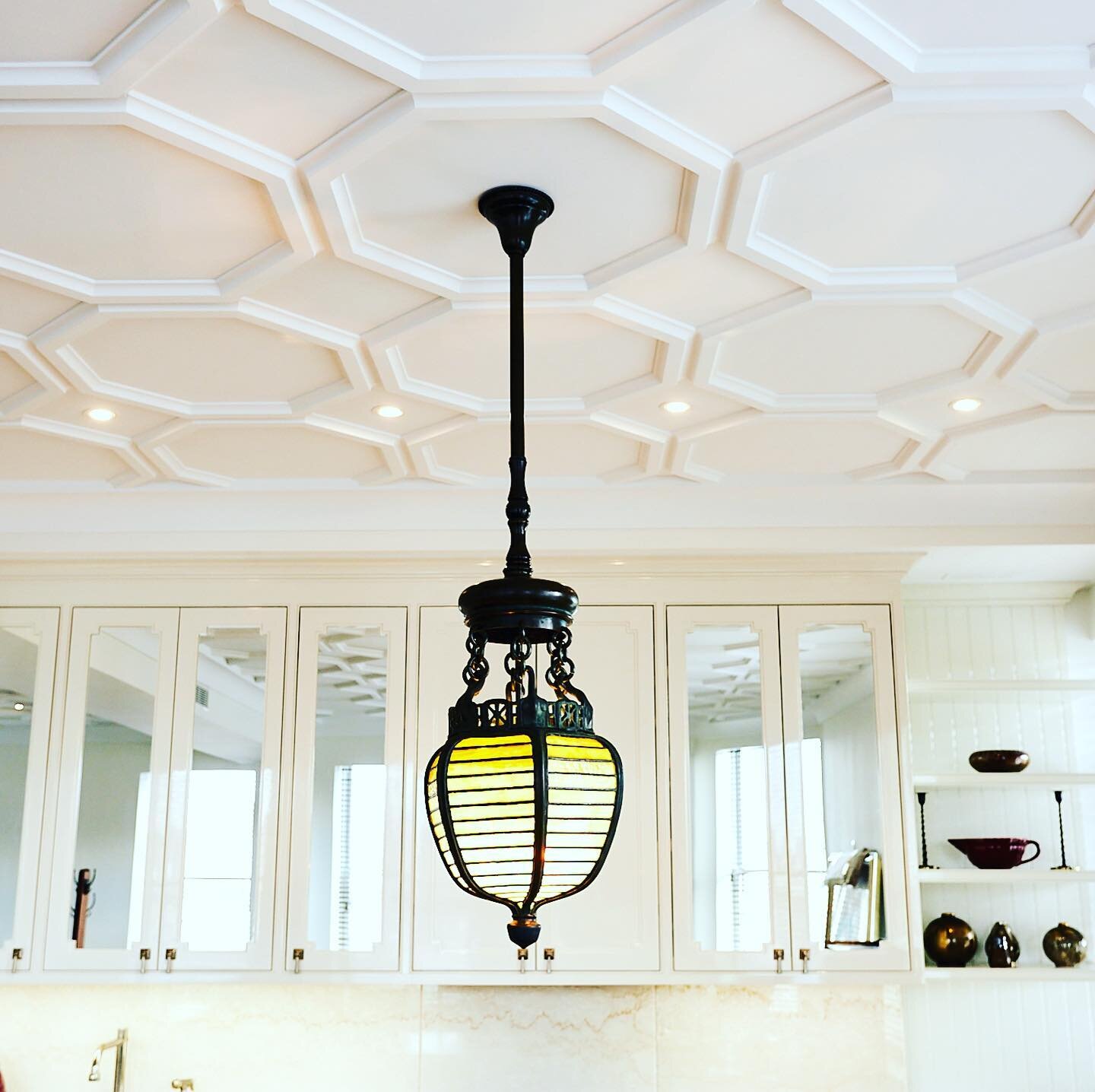 Loving this custom plaster ceiling.  #honeycomb