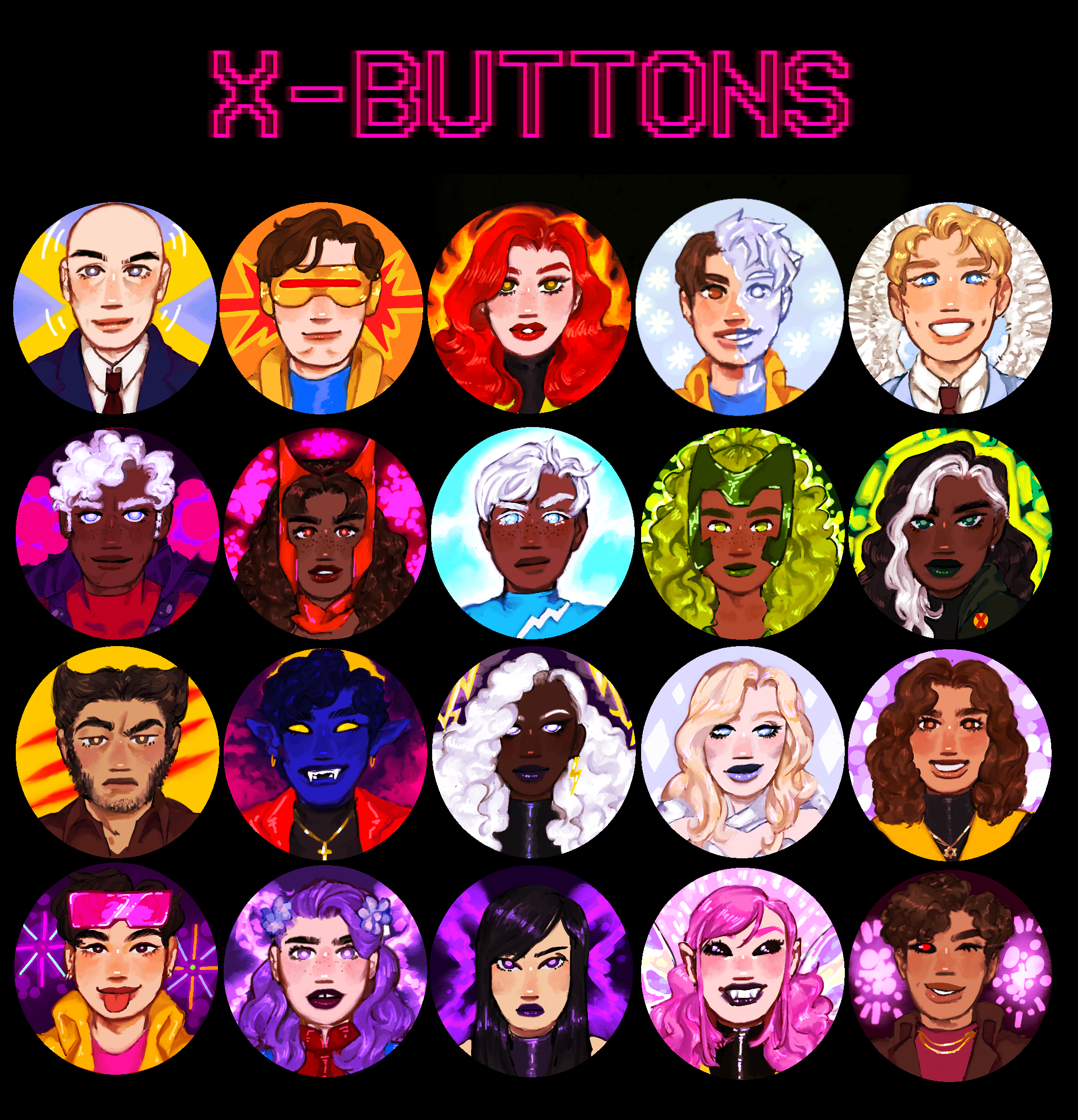 x-men button designs