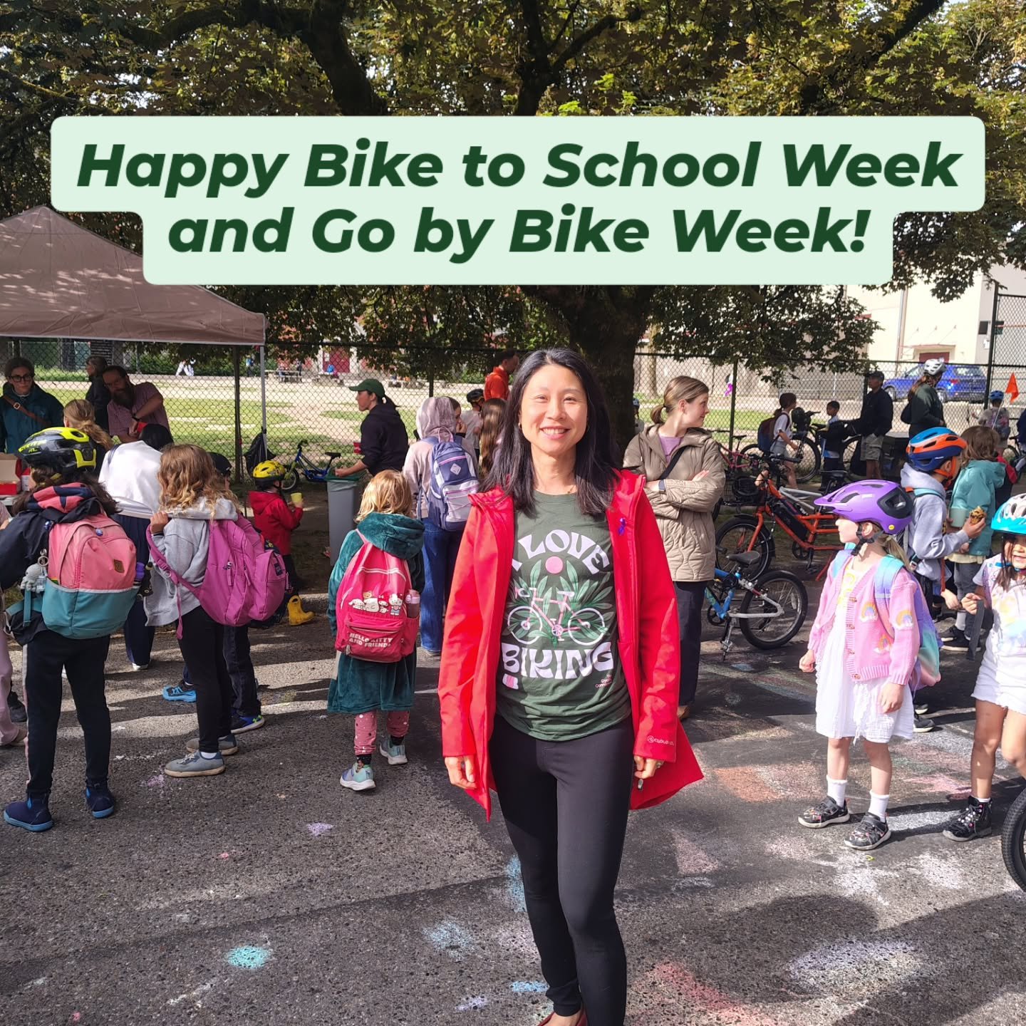 Happy #BiketoSchoolWeek and #GoByBike Week! 

At my kids' school, we celebrated BTSW with a bike party on Monday and a week-long class competition to see which class can get the highest ratio of bike trips to school. And this morning, we capped it of