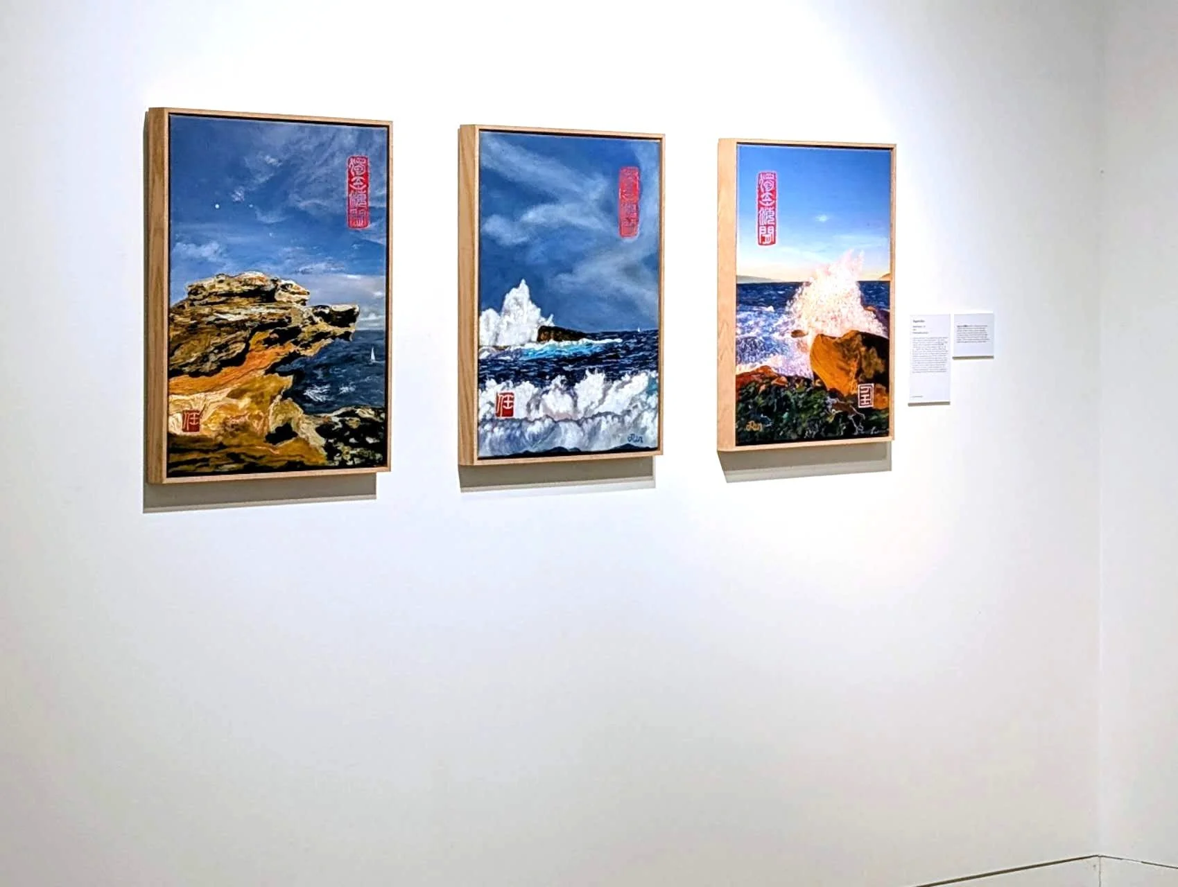 Jingmin Ren’s framed Bondi Series artwork exhibited in Good Together at Bondi Pavilion Gallery, Sydney, 2026.