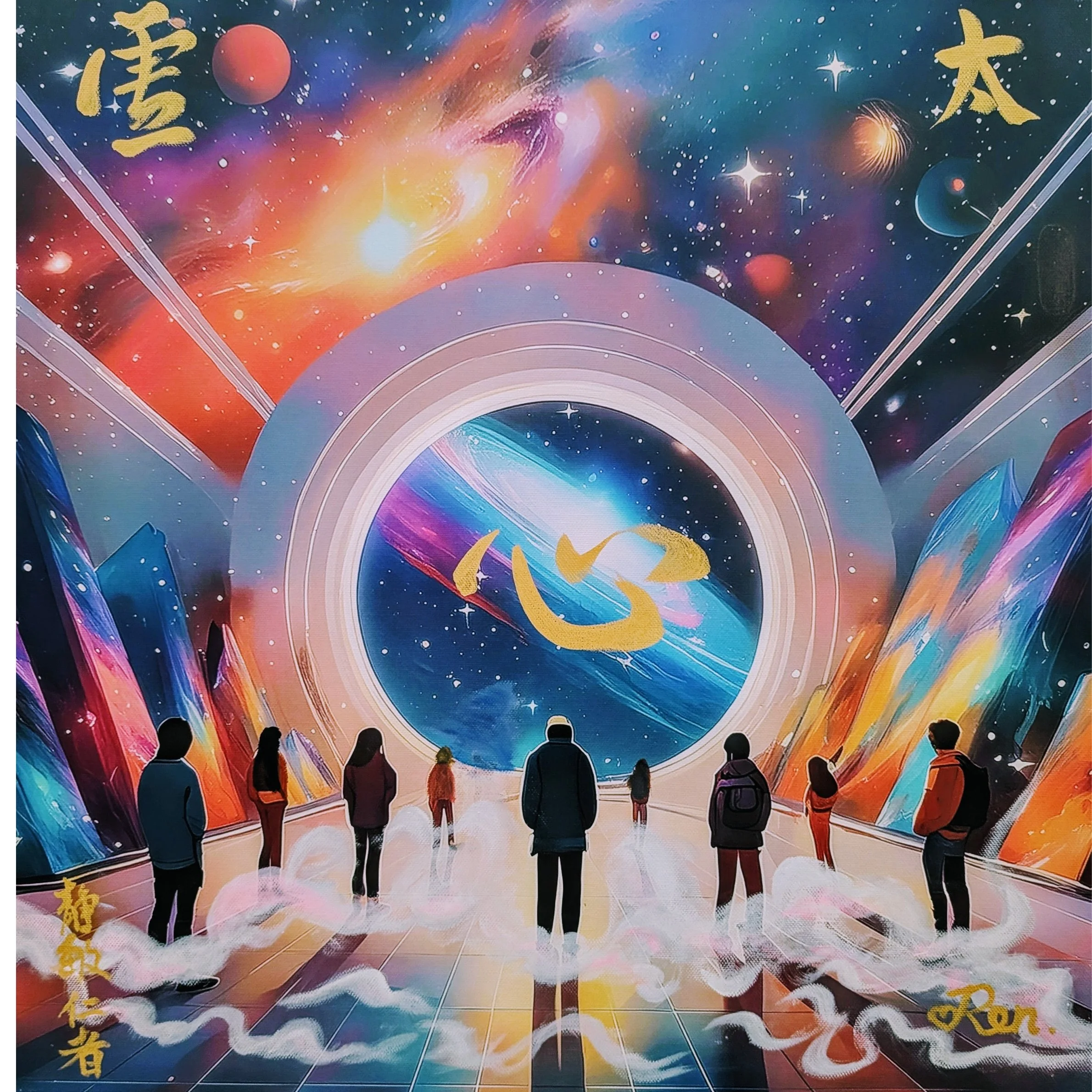 Cosmos Museum – The Heart Embraces the Universe by Jingmin Ren, exploring 心包太虚 through human figures and cosmic imagery.