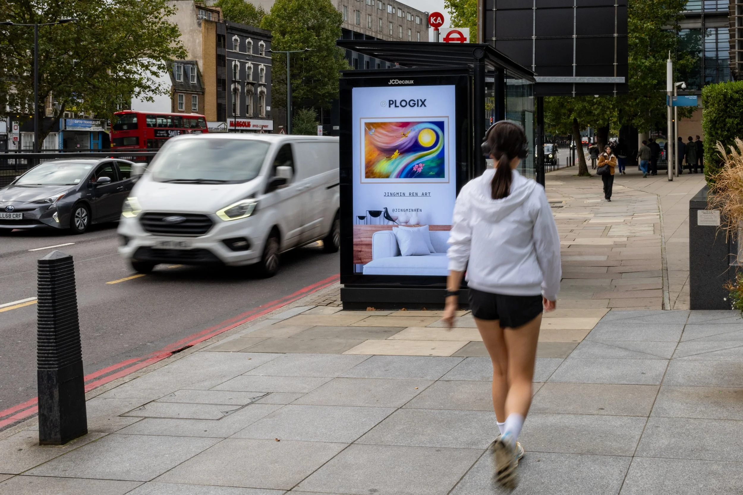 Transcending by Jingmin Ren displayed in an outdoor digital presentation in London during Frieze London 2024.